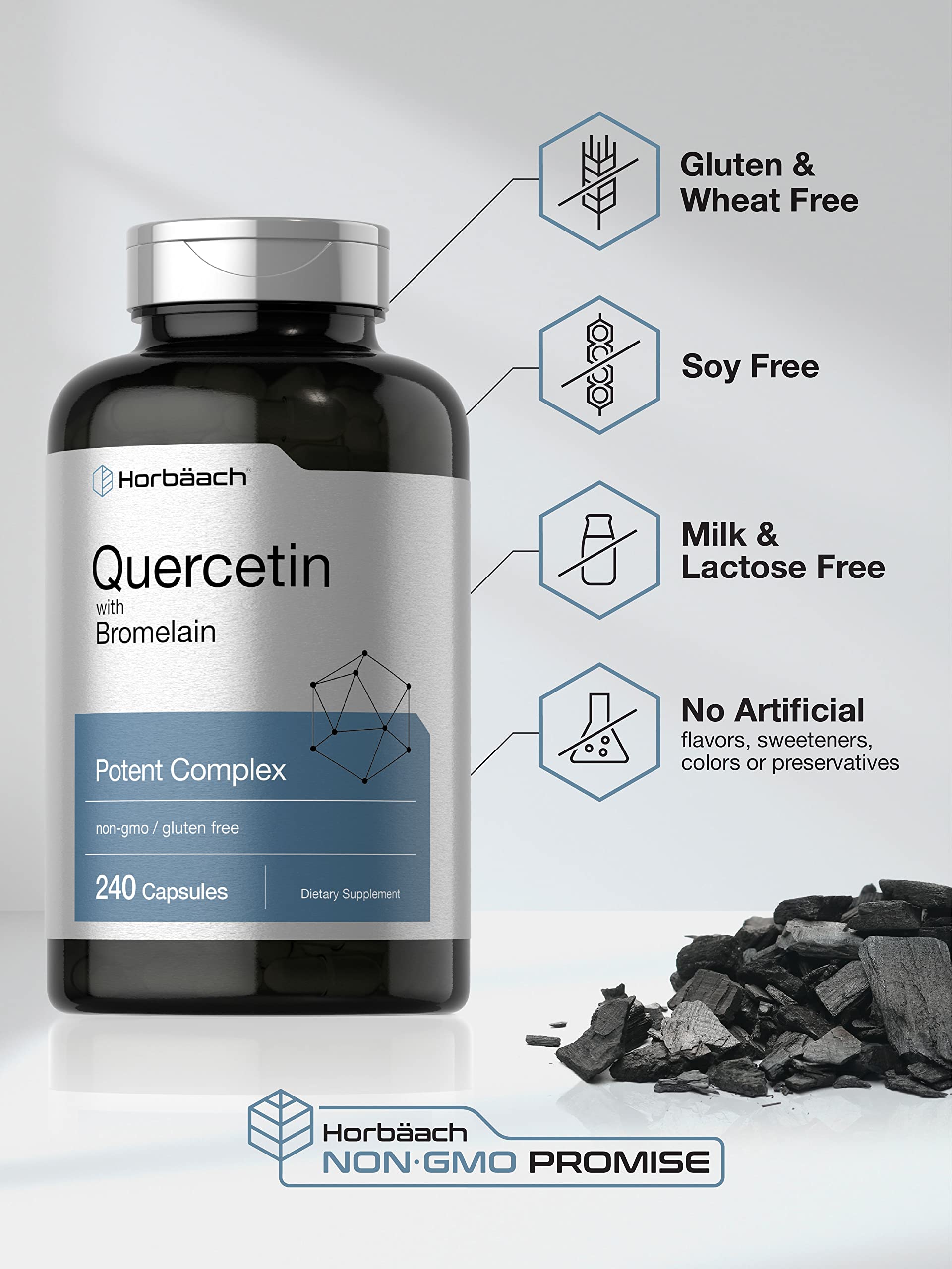 Quercetin with Bromelain Supplement | 240 Capsules | Non-GMO and Gluten Free Horbäach uk supplements