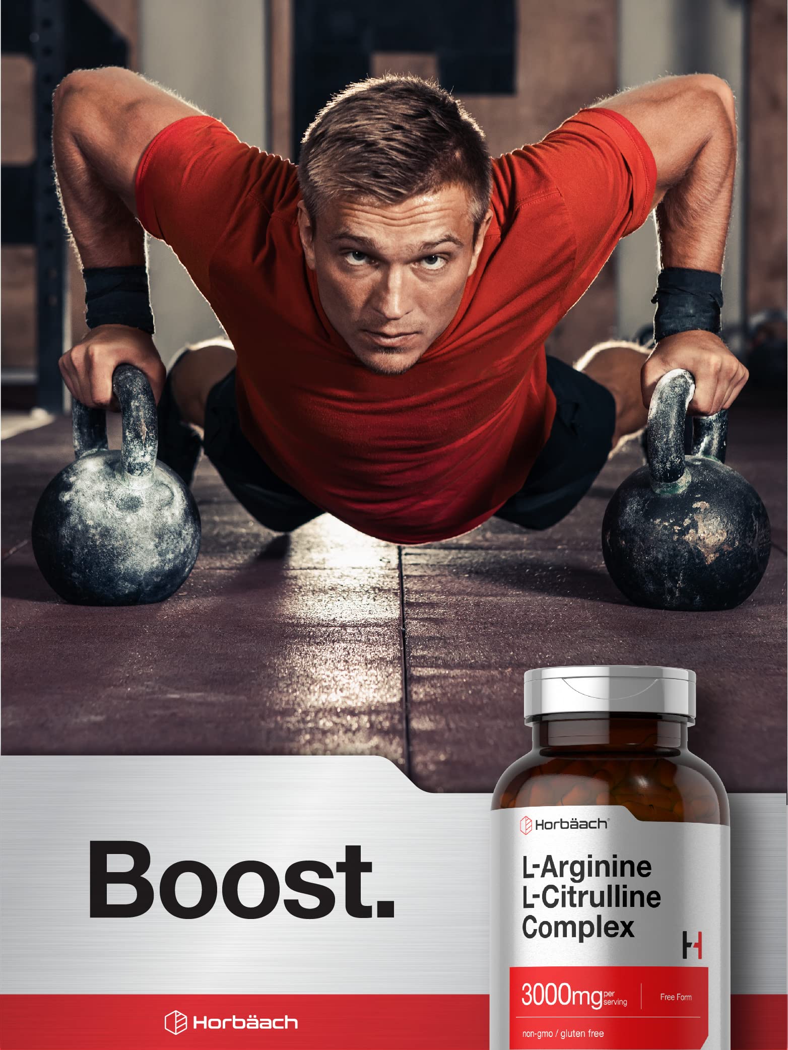 Horbäach L-Arginine L-Citrulline Complex | 3000mg | 250 Capsules | Non-GMO, Gluten Free Supplement