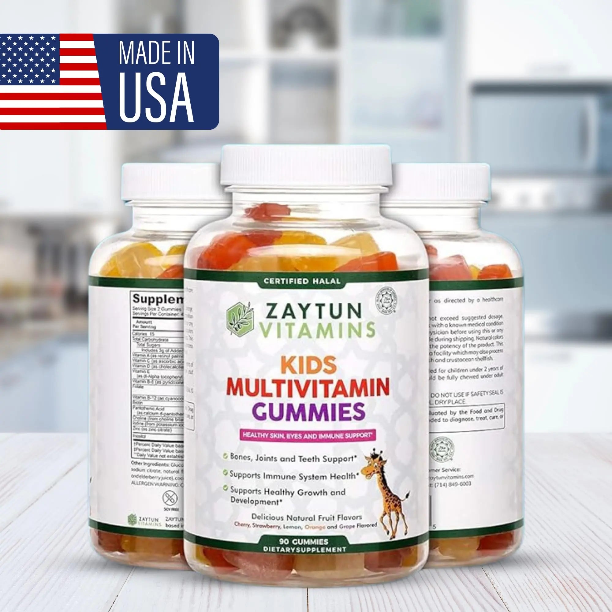 Zaytun Halal Vitamins for Kids Multivitamin Gummies, Naturally Sourced Vitamin A, C, D, E, B6, B12, Biotin - Vegetarian, No Gelatin Zaytun Vitamins uk supplements
