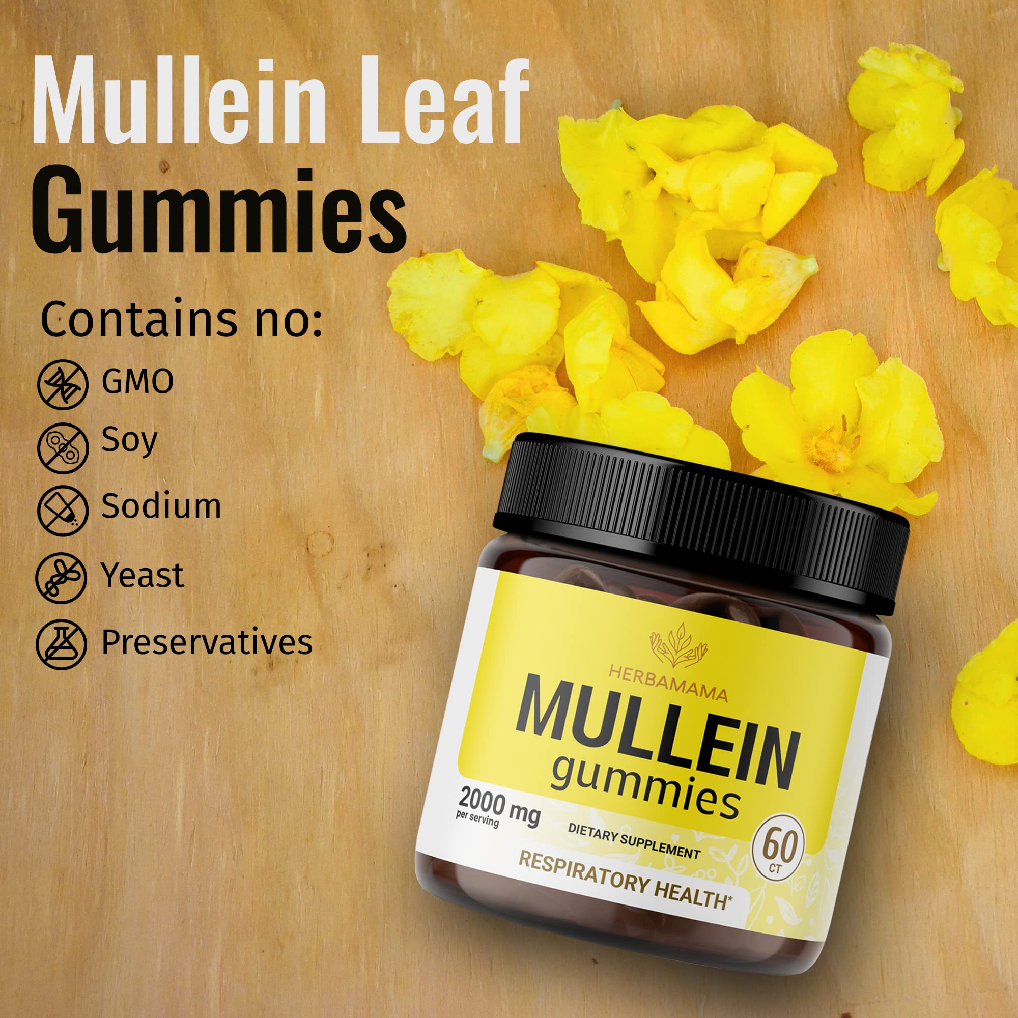 HERBAMAMA Mullein Gummies - Mullein Leaf Dietary Supplement for Respiratory HERBAMAMA uk supplements
