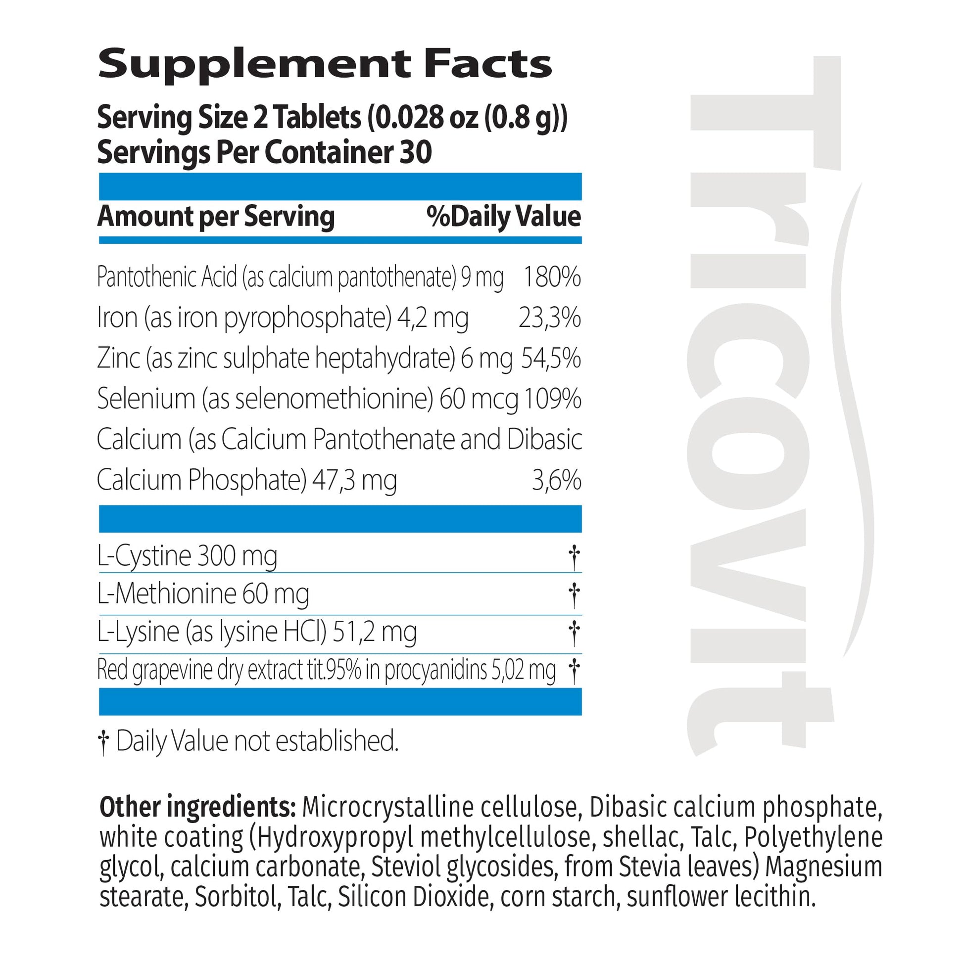 Tricovit Hair Growth Supplement - Nail & Hair Health Vitamins with Amino Acids, Minerals & Antioxidants - Dermatologist-Formulated & Gluten-Free Vitamins and Supplements for Women & Men (60 tablets) Tricovit uk supplements
