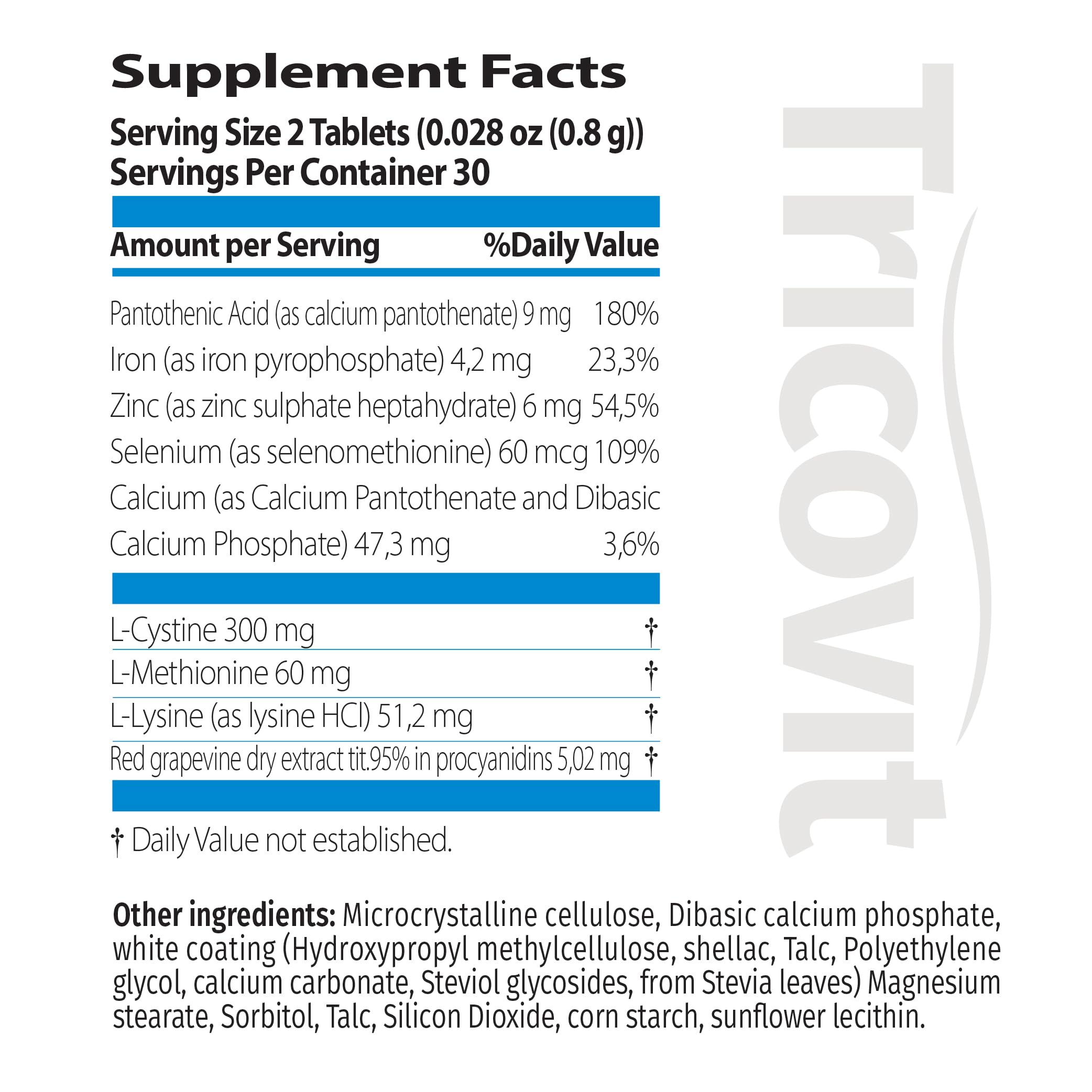 Tricovit Hair Growth Supplement - Nail & Hair Health Vitamins with Amino Acids, Minerals & Antioxidants - Dermatologist-Formulated & Gluten-Free Vitamins and Supplements for Women & Men (60 tablets) Tricovit uk supplements