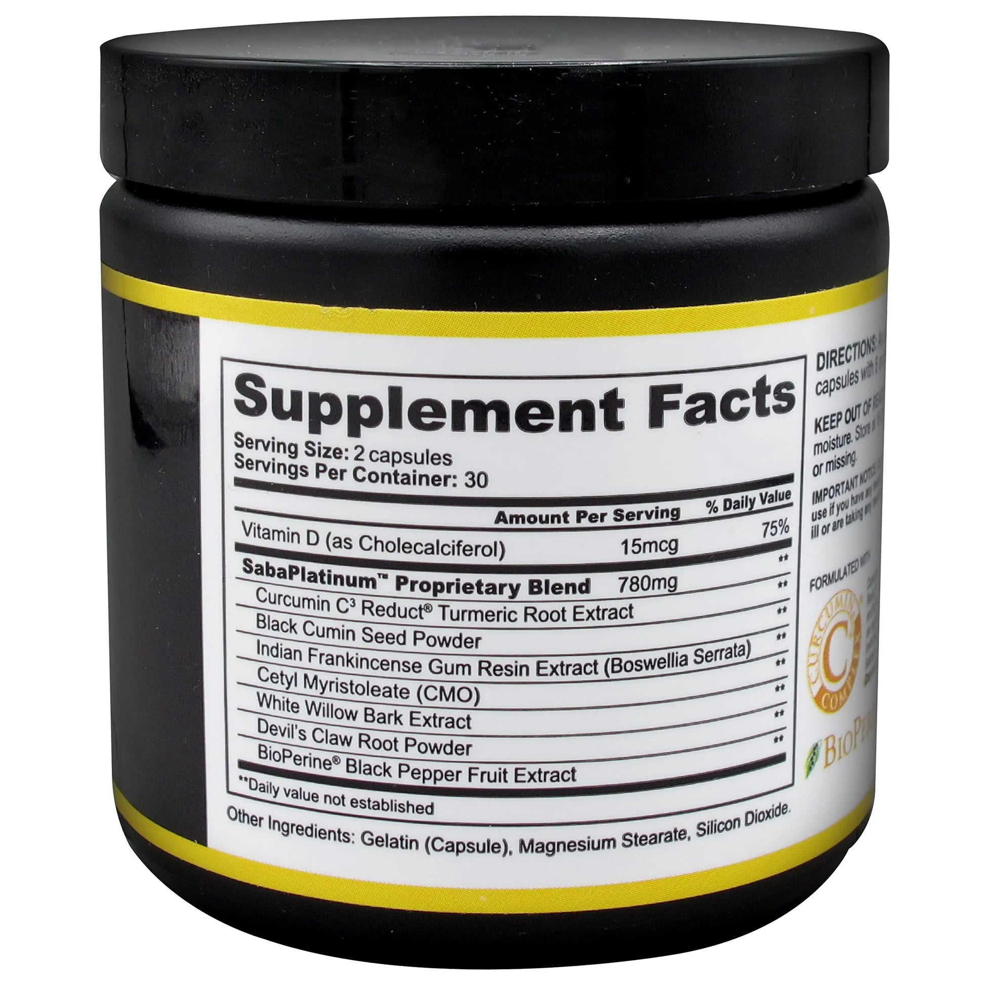 Saba Platinum Joint Support – High Absorption Curcumin C3 Reduct & Boswellia – Fast Acting Turmeric Supplement for Joint Pain Relief, Mobility & Healthy Inflammation Response – 60 Vegan Capsules Saba uk supplements