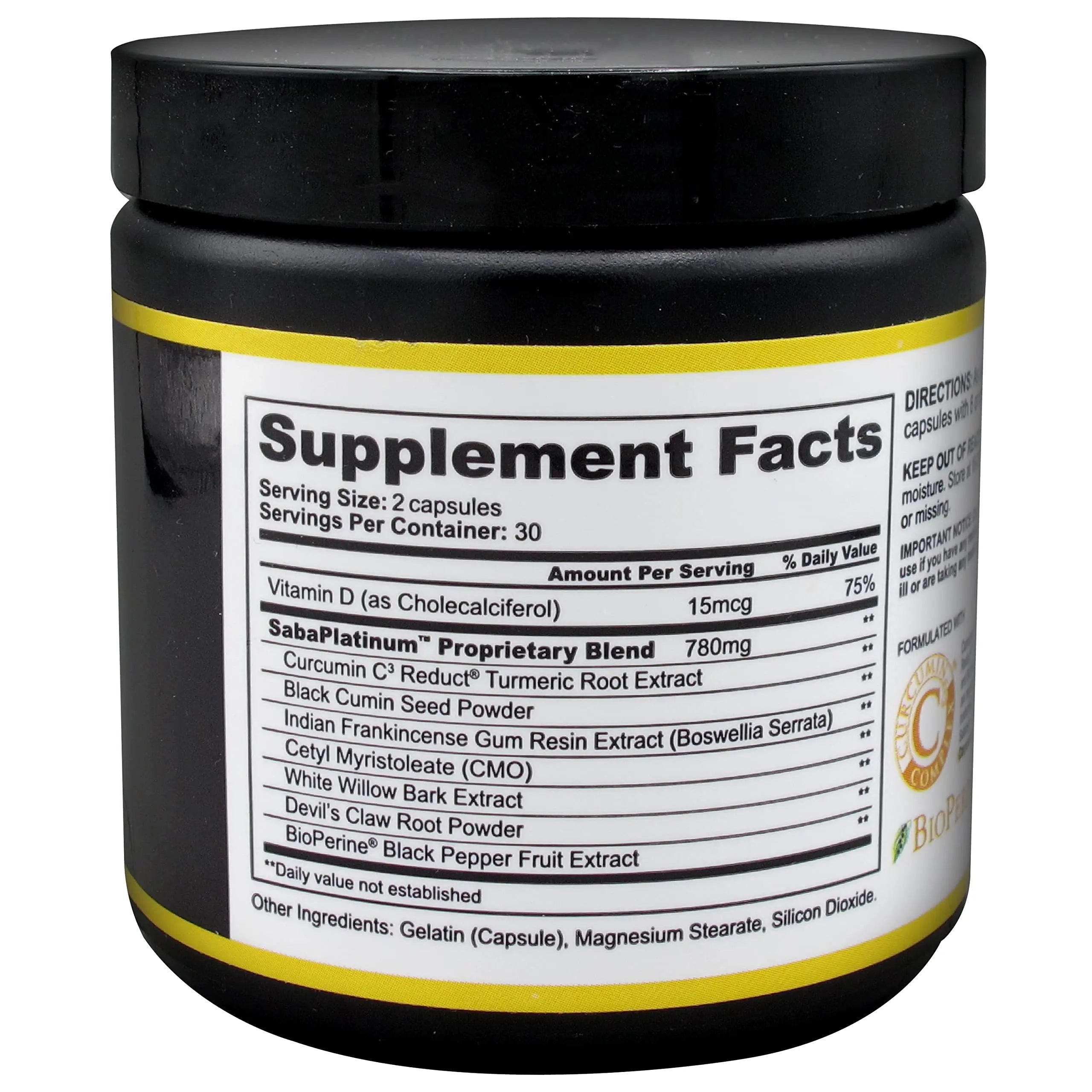 Saba Platinum Joint Support – High Absorption Curcumin C3 Reduct & Boswellia – Fast Acting Turmeric Supplement for Joint Pain Relief, Mobility & Healthy Inflammation Response – 60 Vegan Capsules Saba uk supplements