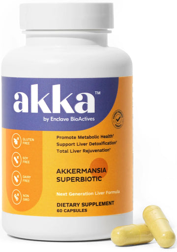 AKKA Premium Liver Cleanse Detox & Repair Superbiotic - Supports Liver Health & Function, Boosts Energy, Digestion & Metabolism with Bioavailable Pasteurized Akkermansia, Non-GMO, Gluten-Free, 60 Caps AKKA uk supplements