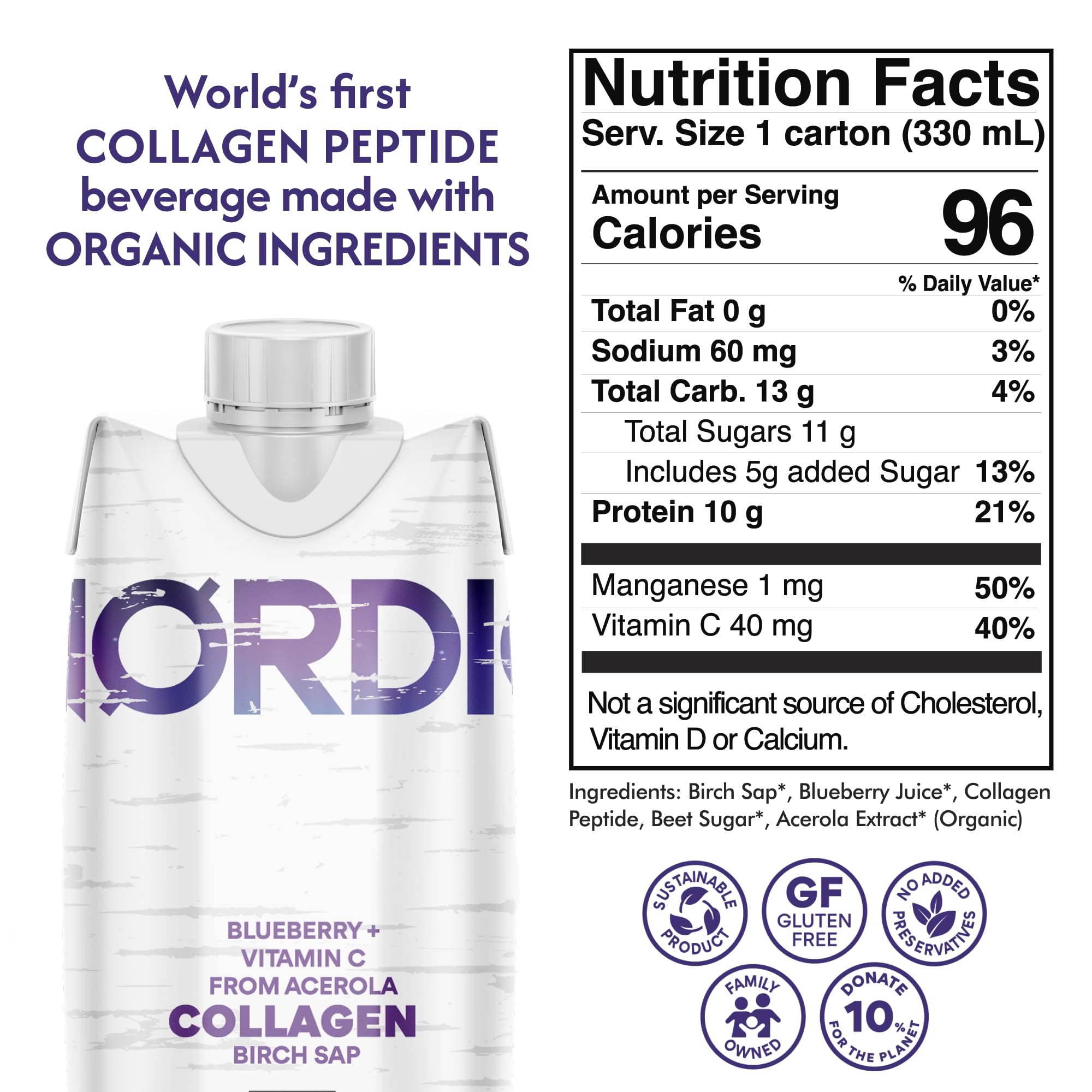 Nordic Liquid Collagen Peptide Drink, Organic Birch Sap, Wild blueberry + Vitamin C, Made in Finland - 10g Clinically Studied Grass Fed Collagen Peptides for Skin Hair Nails & Joint Support, with Silica, BPA-Free Beverage (12 Pack) Nordic Tree Water uk supplements