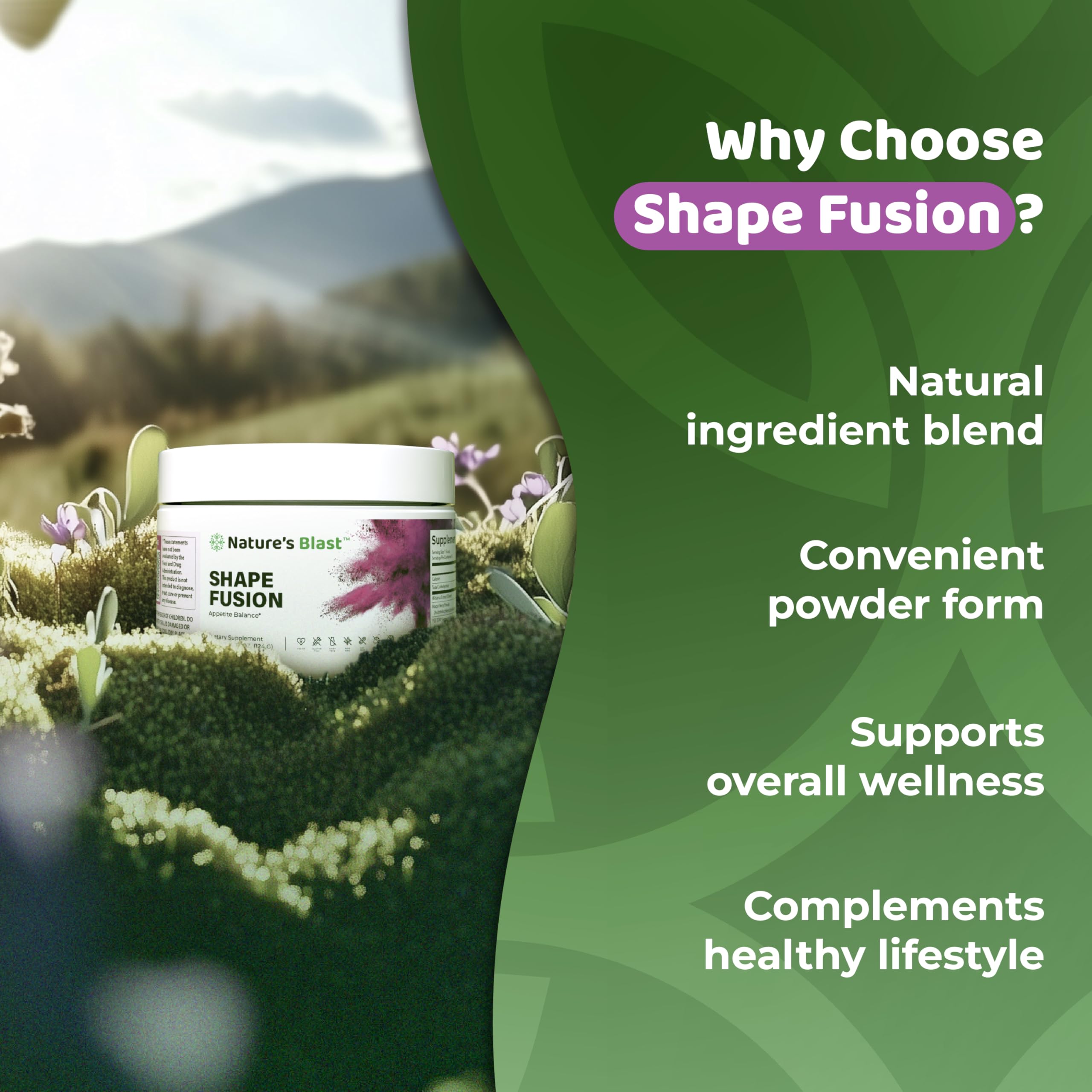 NATURES BLAST Shape Fusion® - GLP-1 Supplements with Ashwagandha, Hibiscus, Ceylon Cinnamon, Maqui Berry & African Mango Extract - Supports Healthy Habits, Energy & Body Balance - 30 Servings NATURES BLAST uk supplements