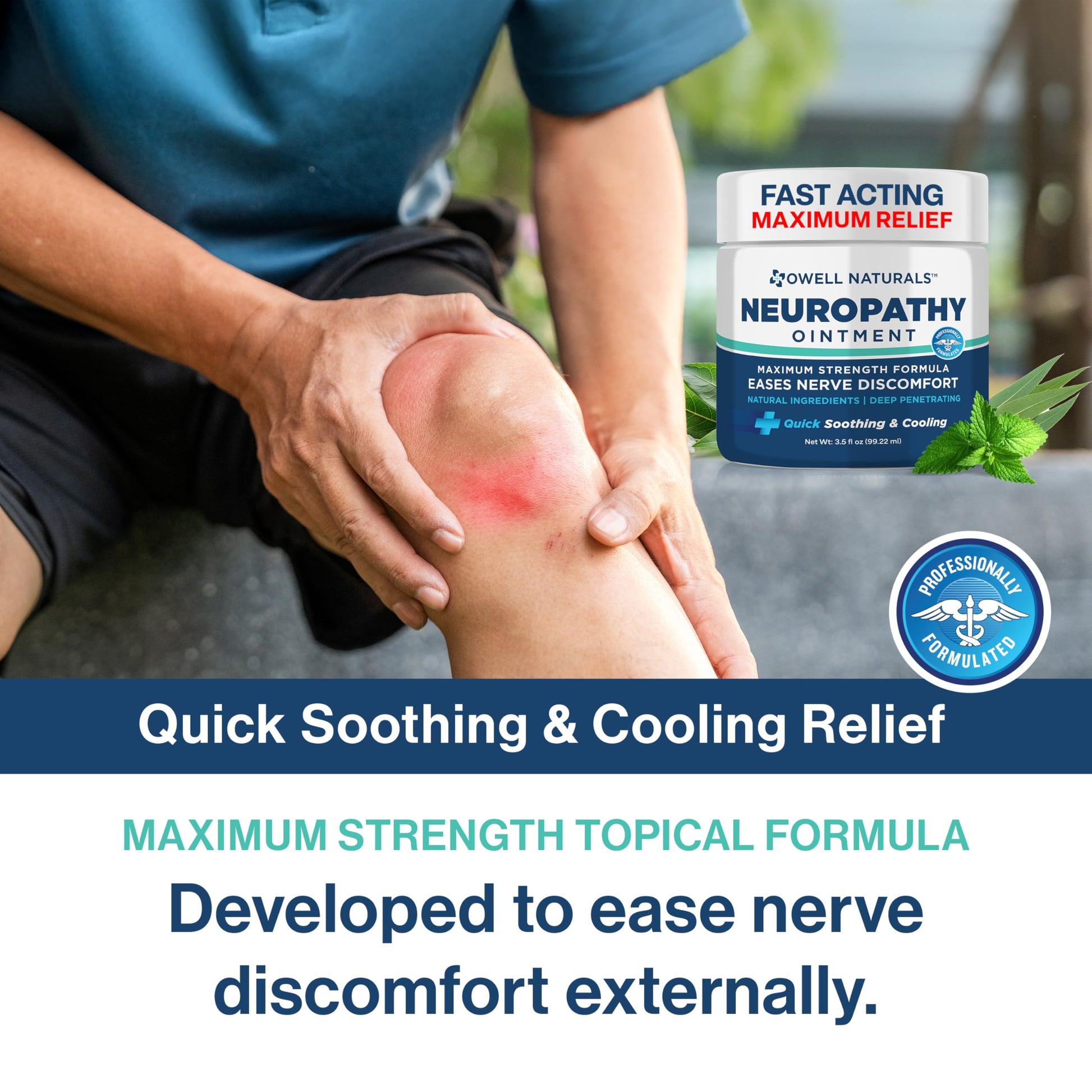 Owell Naturals Neuropathy Nerve Ointment for Feet, Fingers, Hands, Toes, Back, Legs & Arms - Fast-Acting Formula, Max Strength, Cooling Effect, 3.5 Fl Oz Owell Naturals uk supplements