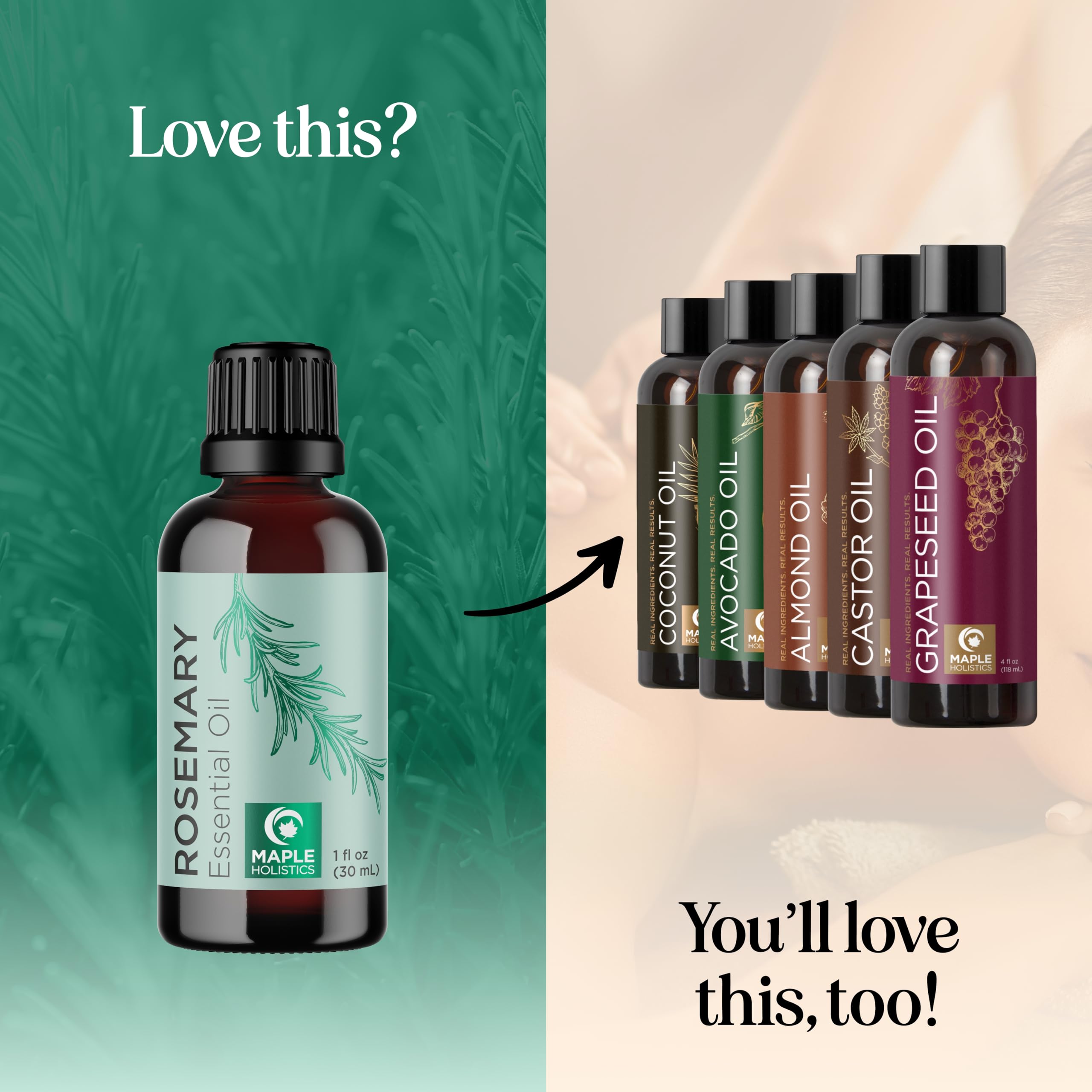 Pure Rosemary Essential Oil for Aromatherapy - Pure Rosemary Oil for Hair Skin and Nails Maple Holistics uk supplements