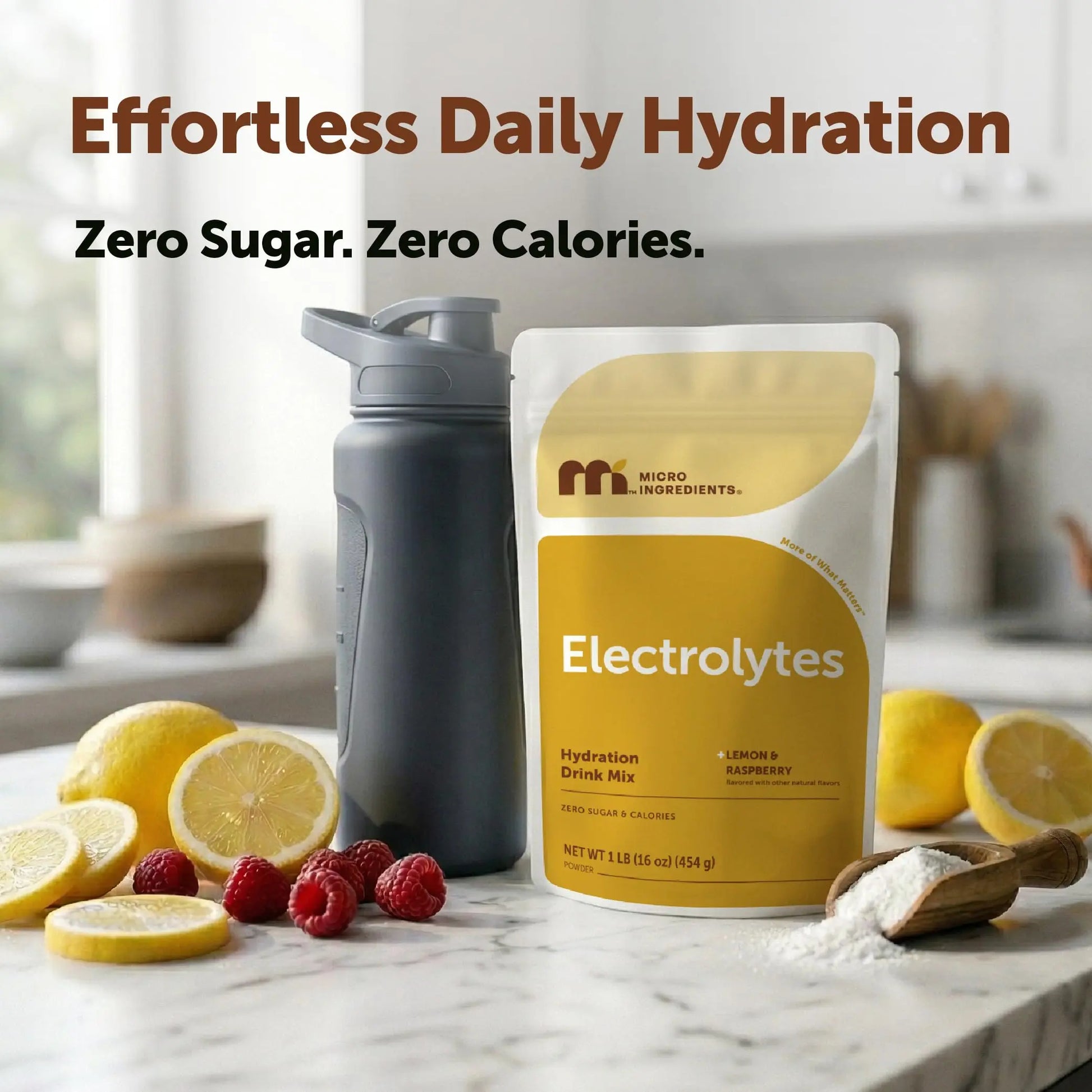 Micro Ingredients Hydration Electrolyte Powder, 1 lb (69 Servings) | Lemon Raspberry Flavor | High Potassium (1,000mg) + Coconut Water & Real Lemon Juice | No Sugar, Keto Friendly | Non-GMO Micro Ingredients uk supplements
