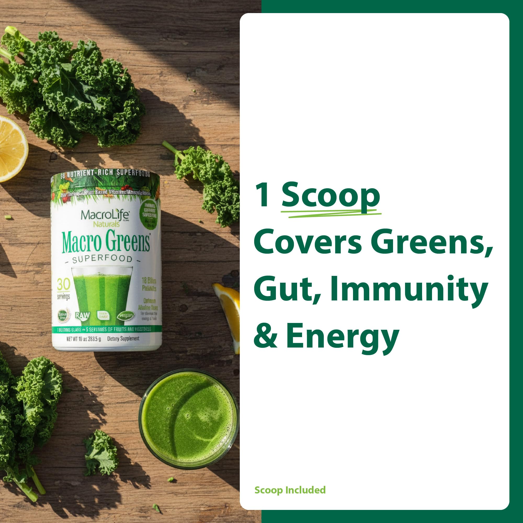 MacroLife Naturals Macro Greens Superfood Powder – 38 Superfoods with Probiotics, Digestive Enzymes & Adaptogens | Non GMO, Vegan, Gluten Free | 18B CFU | 10 oz (30 Servings) MacroLife Naturals uk supplements