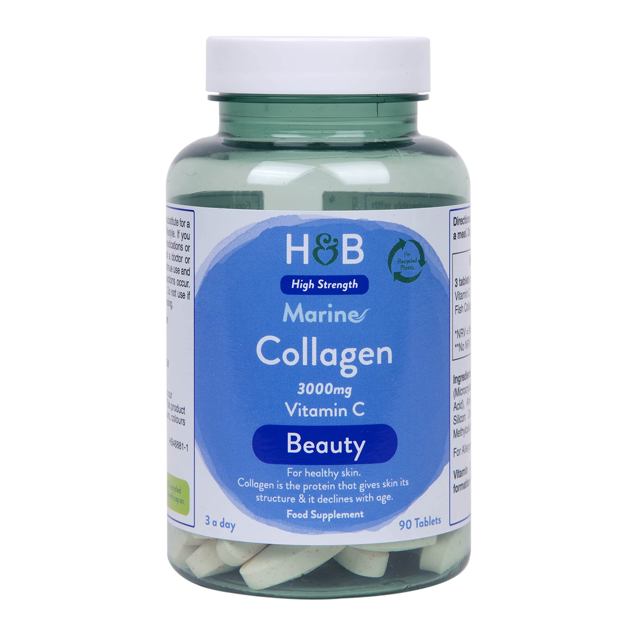 Holland and Barrett Marine Collagen with Vitamin C 3000mg 90 Tablets Holland & Barrett uk supplements