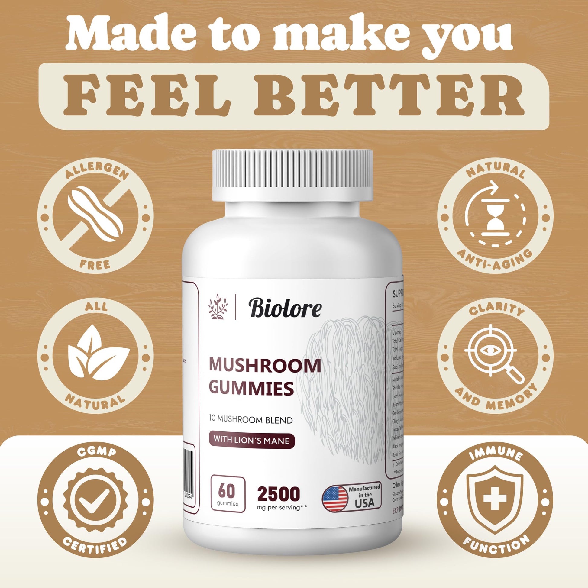 Biolore Mushroom Complex Gummies: 10 Powerful Mushrooms with Chaga, Lions Mane Biolore uk supplements