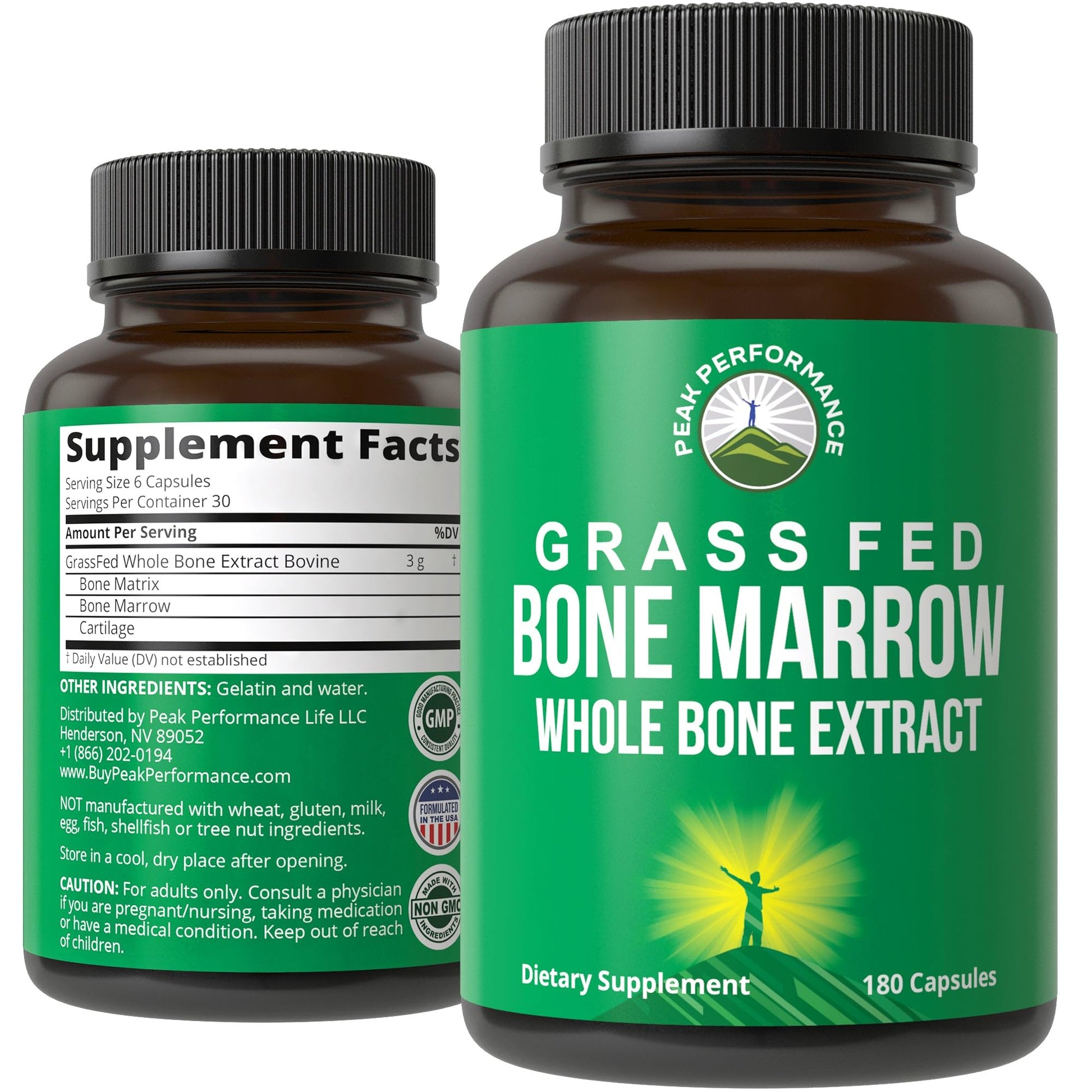 Peak Performance Grass Fed Bone Marrow - Whole Bone Extract Supplement 180 Capsules. Superfood Pills Rich in Collagen, Vitamins, and Amino Acids. from Matrix, Marrow, Cartilage. Ancestral Tablets Peak Performance uk supplements