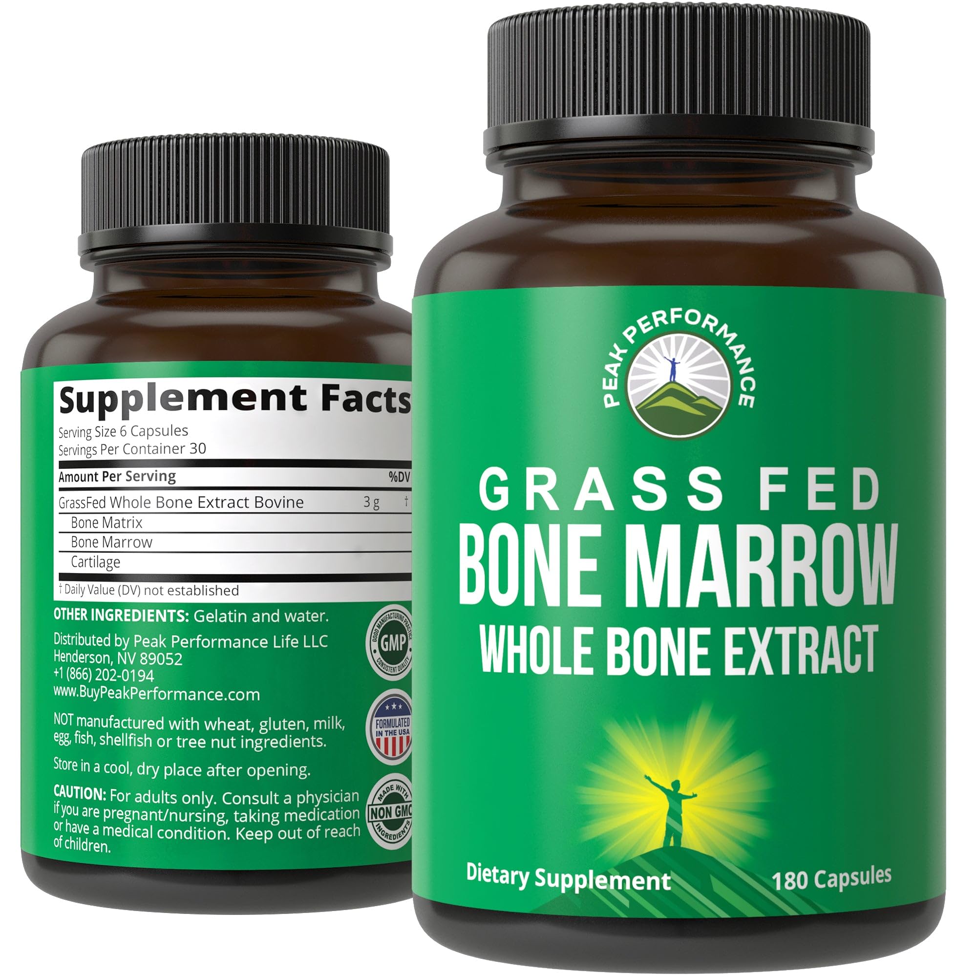 Peak Performance Grass Fed Bone Marrow - Whole Bone Extract Supplement 180 Capsules. Superfood Pills Rich in Collagen, Vitamins, and Amino Acids. from Matrix, Marrow, Cartilage. Ancestral Tablets Peak Performance uk supplements