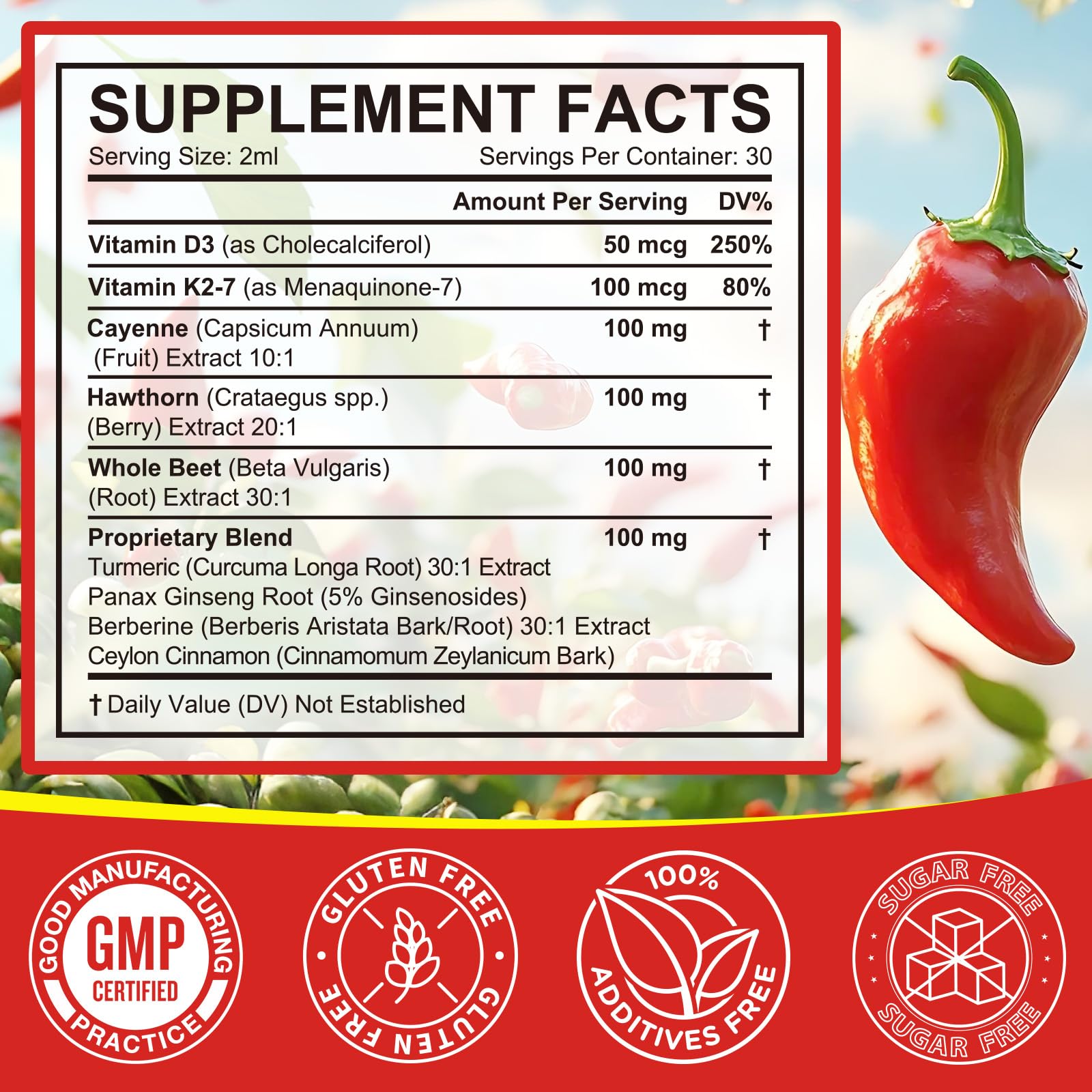 Cayenne Pepper Drops, Cayenne Pepper Extract with Herbal Blend - Includes Hawthorn, Beet Root & Turmeric (1Pack) WHLH & WELL-BEING uk supplements