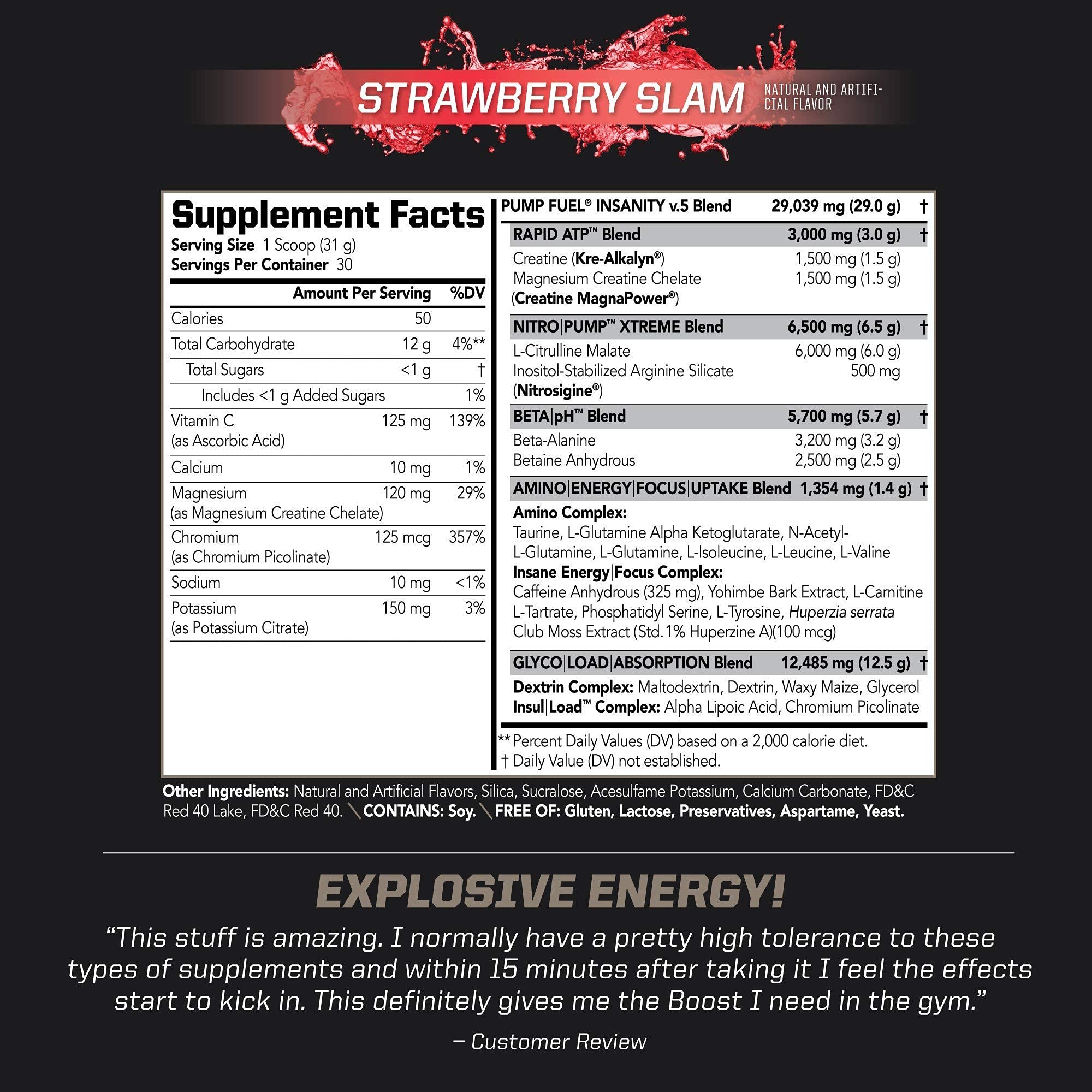 PMD Sports Ultra Pump Fuel Insanity - Pre Workout - Strawberry Slam (30 Servings) Sports PMD uk supplements