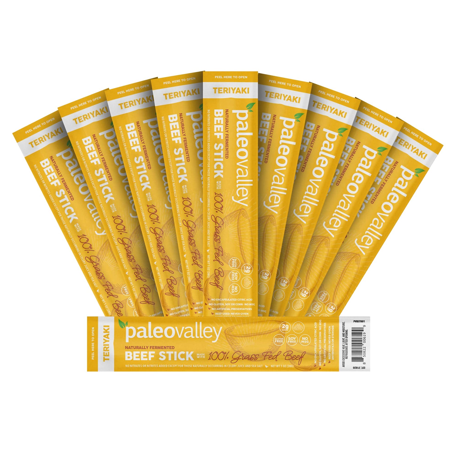 Paleovalley 100% Grass Fed Teriyaki Beef Sticks - Delicious Gluten Free Beef Snack - High Protein Keto Friendly Paleovalley uk supplements