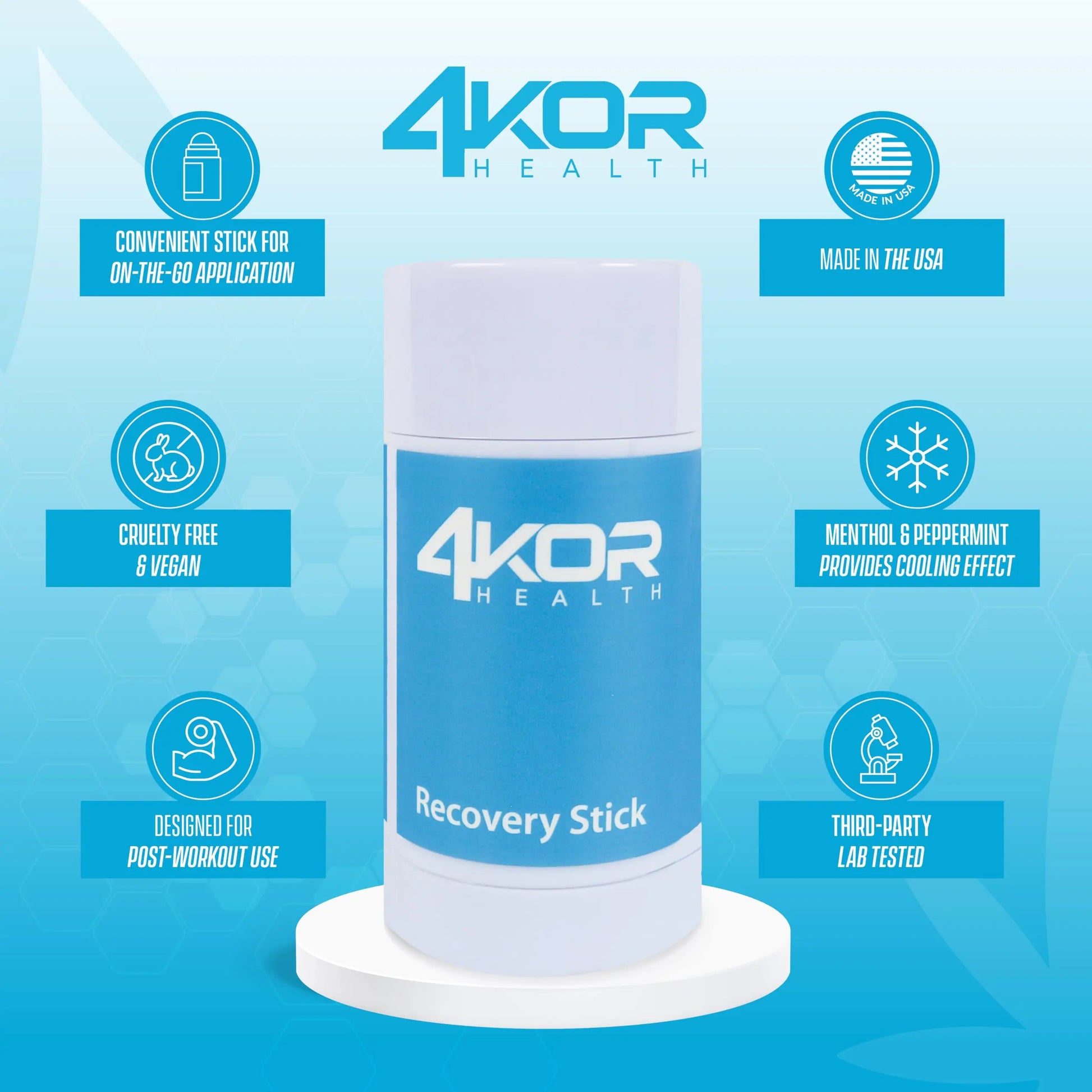 4KOR Hemp Infused Balm Stick – Topical Skin Balm with Cooling & Warming Sensation | Portable, Non-Greasy Twist-Up | 1 oz 4KOR Fitness uk supplements