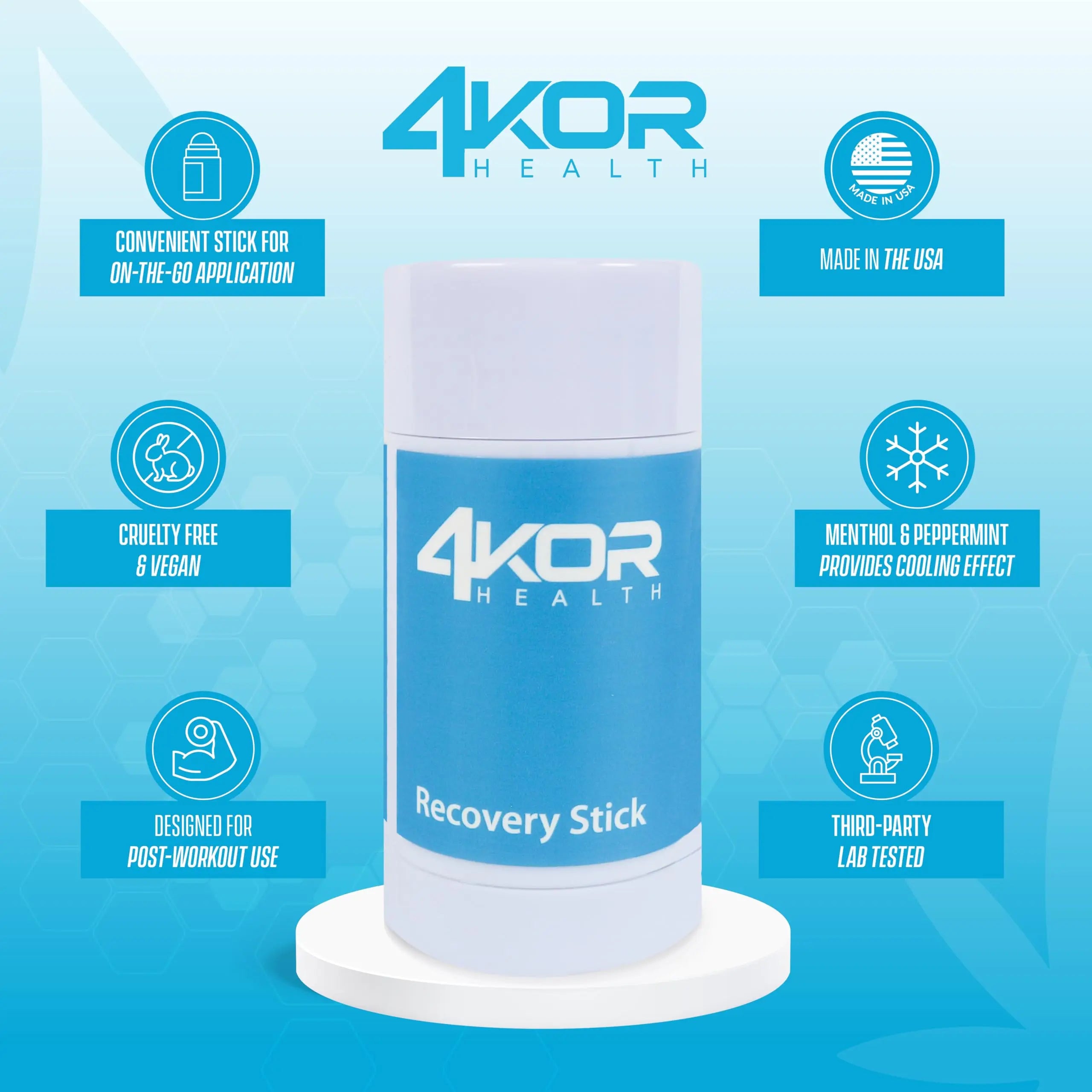 4KOR Hemp Infused Balm Stick – Topical Skin Balm with Cooling & Warming Sensation | Portable, Non-Greasy Twist-Up | 1 oz 4KOR Fitness uk supplements