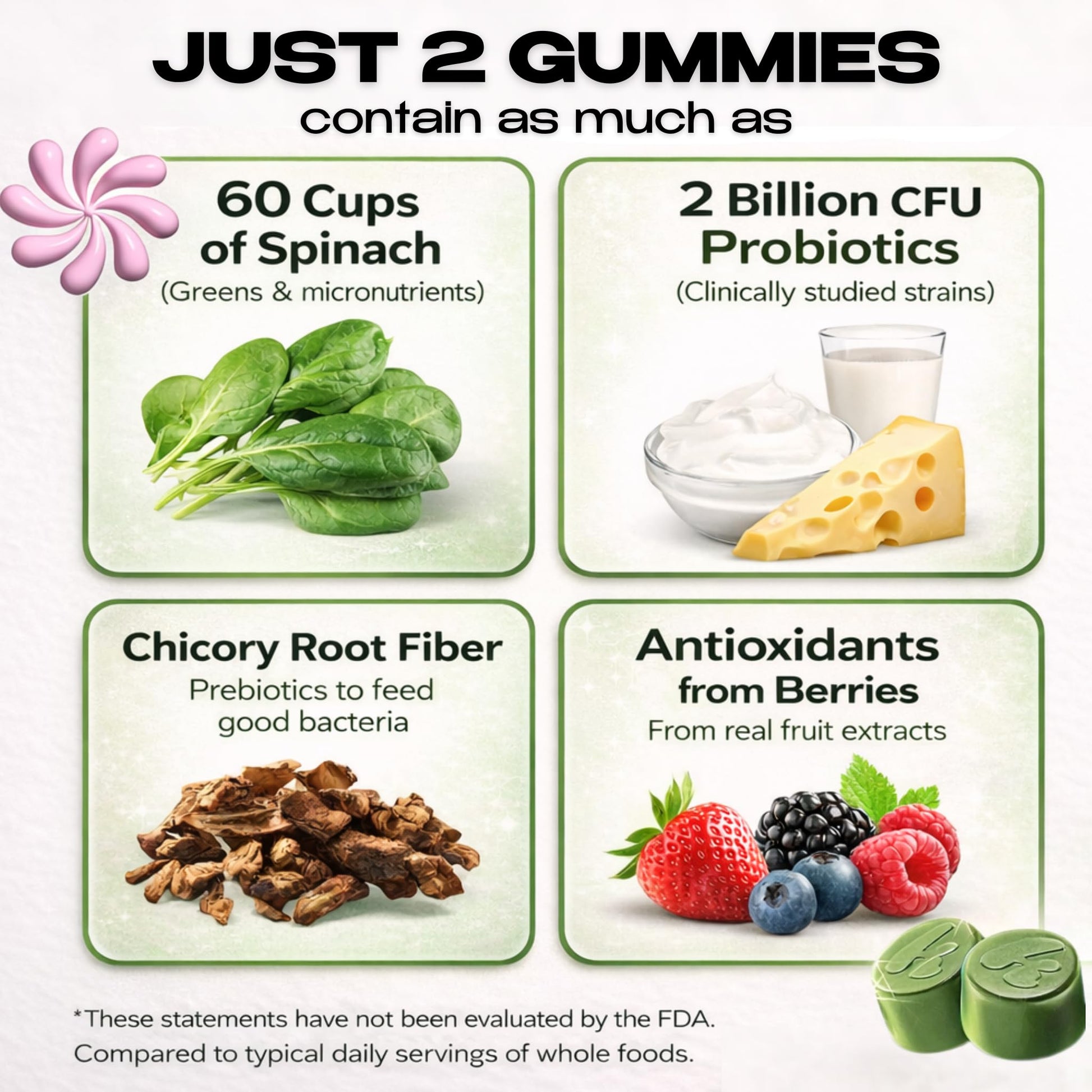 Kiala Nutrition Super Greens Gummies with 11x Organic Greens, Pre, Post & Probiotics, Antioxidants, Multivitamin, Fiber Supplement Supports Gut Health & Digestion, Dairy Free, Vegetarian, 60 Count Kiala Nutrition uk supplements