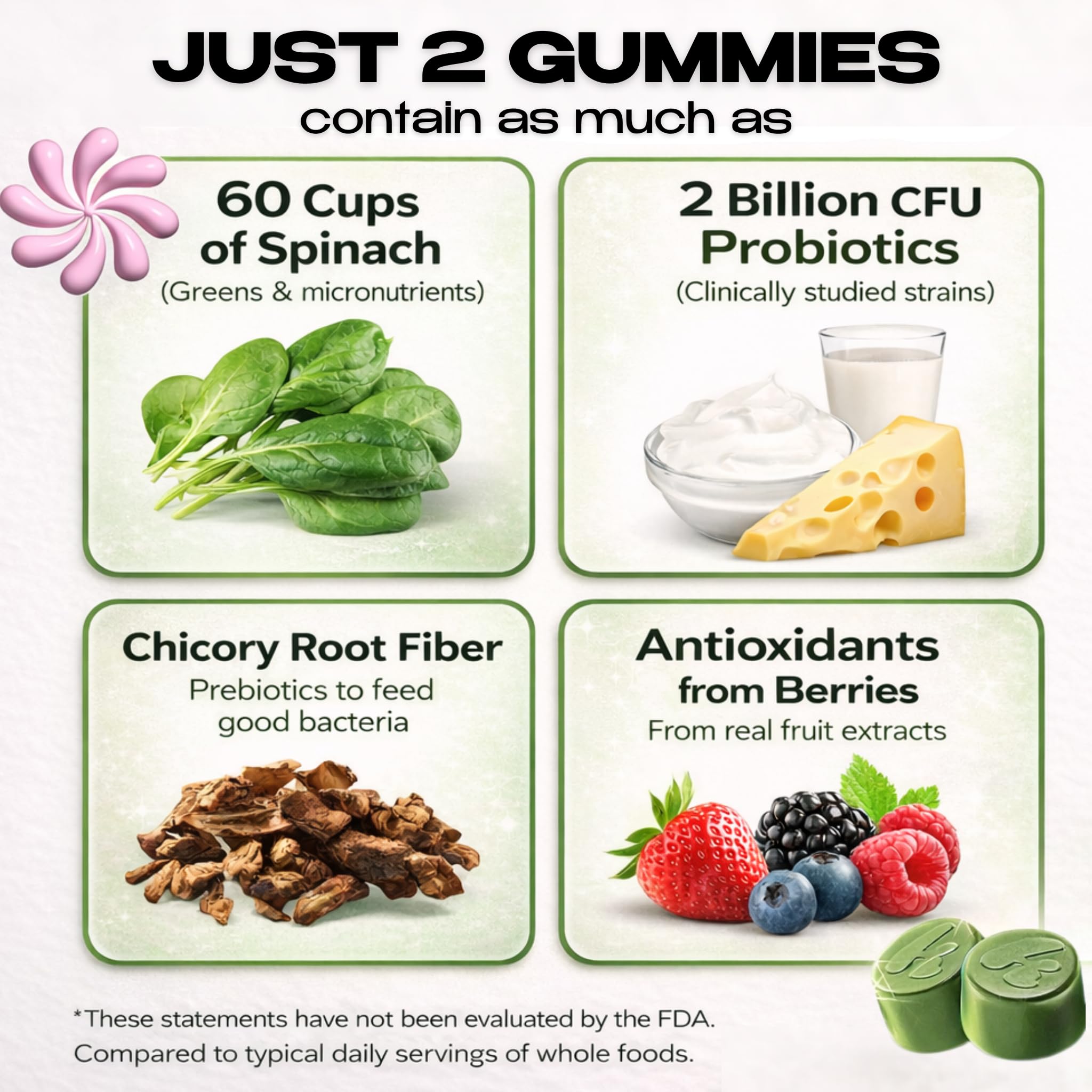 Kiala Nutrition Super Greens Gummies with 11x Organic Greens, Pre, Post & Probiotics, Antioxidants, Multivitamin, Fiber Supplement Supports Gut Health & Digestion, Dairy Free, Vegetarian, 60 Count Kiala Nutrition uk supplements
