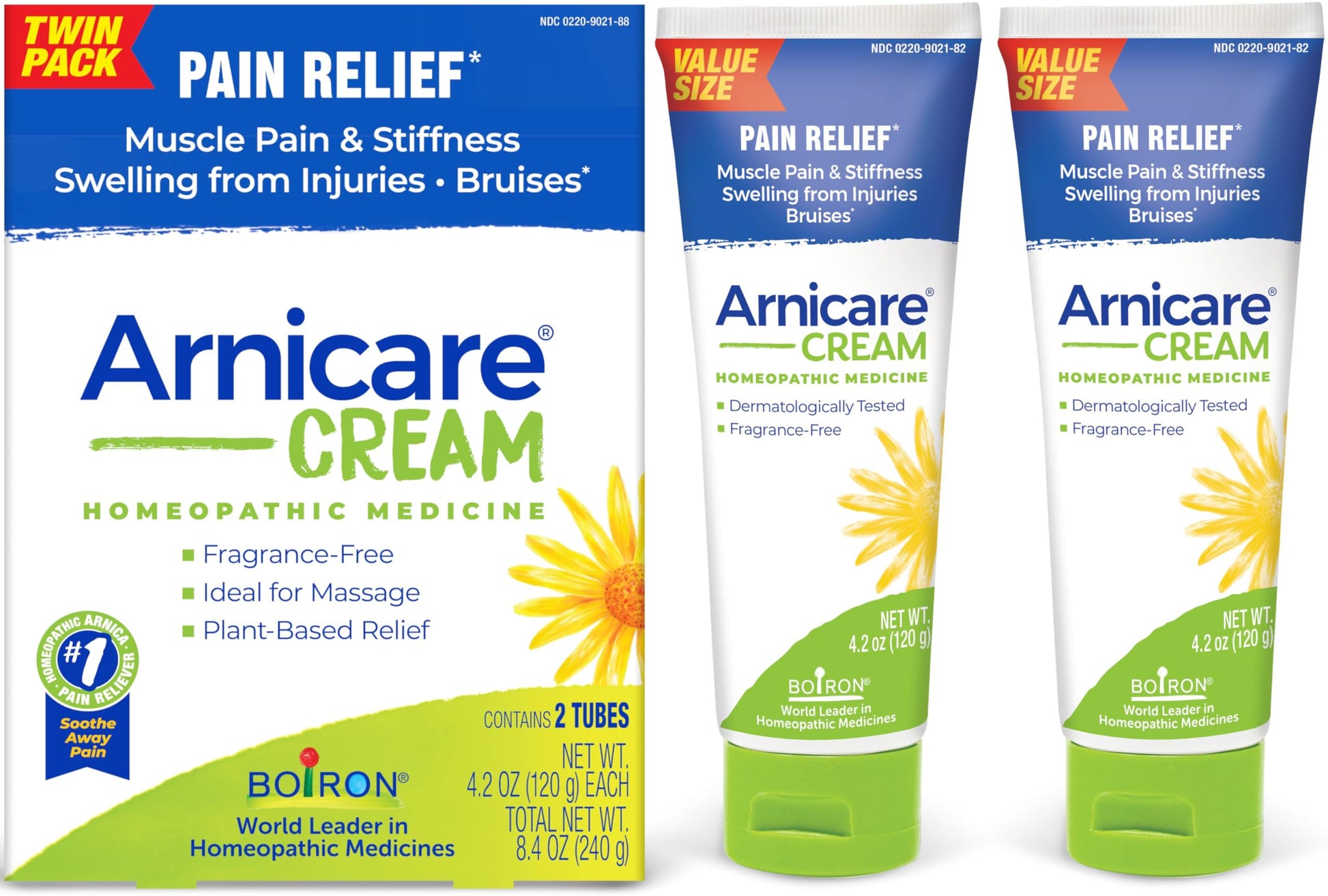 Boiron Arnicare Cream 4.2 oz (Twin Pack) for Joint Pain, Muscle Pain Relief, Swelling, Soreness, Stiffness, and Bruises - Fast Absorbing and Fragrance-Free Arnica Boiron uk supplements