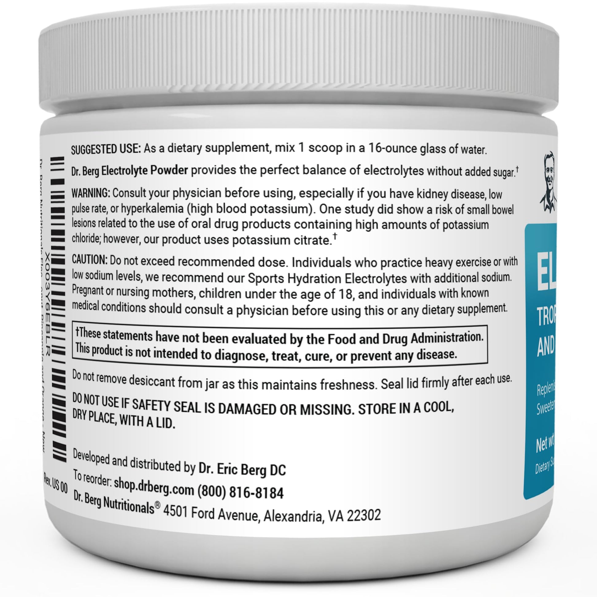 Dr. Berg Hydration Keto Electrolyte Powder - Enhanced w/ 1,000mg of Potassium Dr. Berg Nutritionals uk supplements