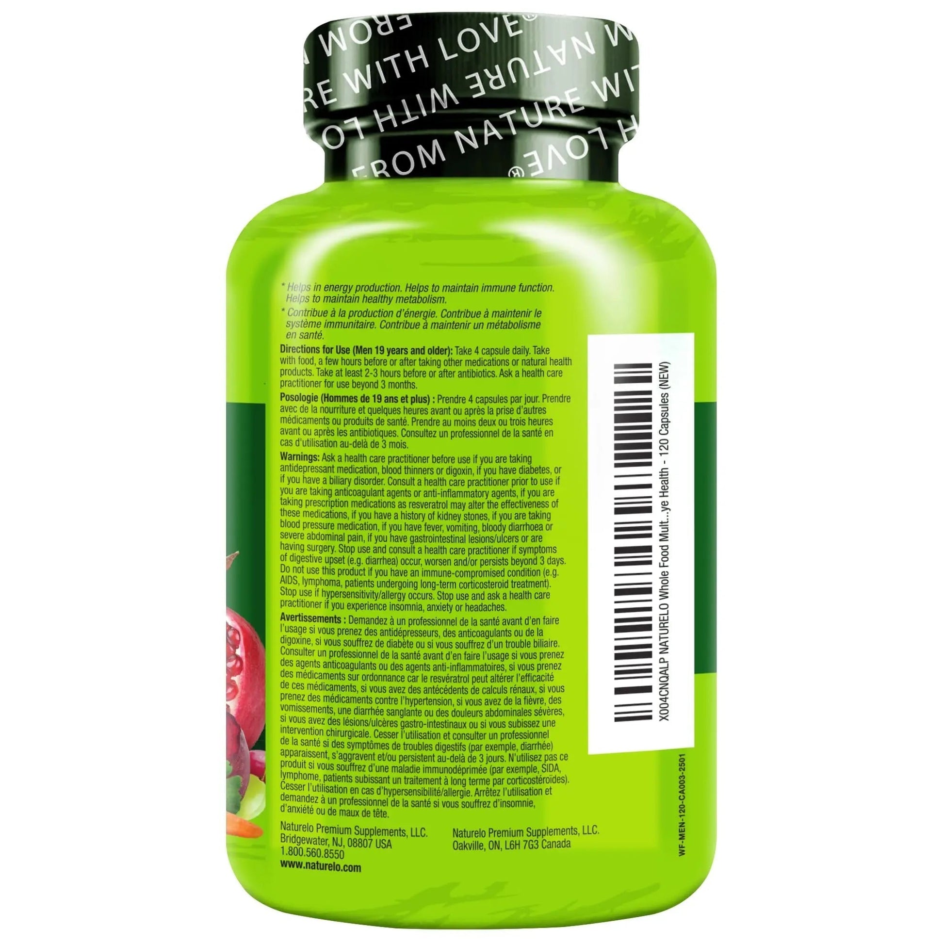 NATURELO Mens Multivitamins - Whole Food Multivitamin for Men with Vitamins, Minerals - 120 Vegetarian Capsules for Energy, Brain, Heart, Eye Health* NATURELO uk supplements