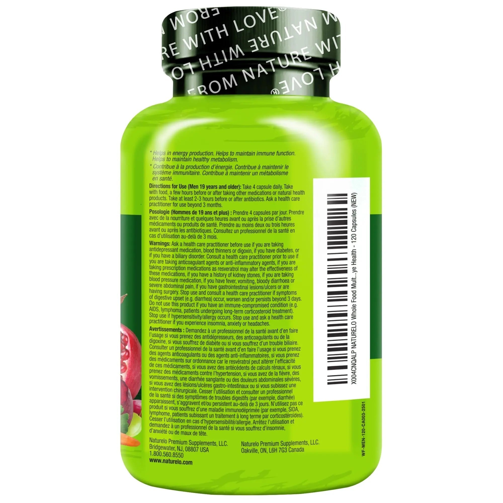 NATURELO Mens Multivitamins - Whole Food Multivitamin for Men with Vitamins, Minerals - 120 Vegetarian Capsules for Energy, Brain, Heart, Eye Health* NATURELO uk supplements