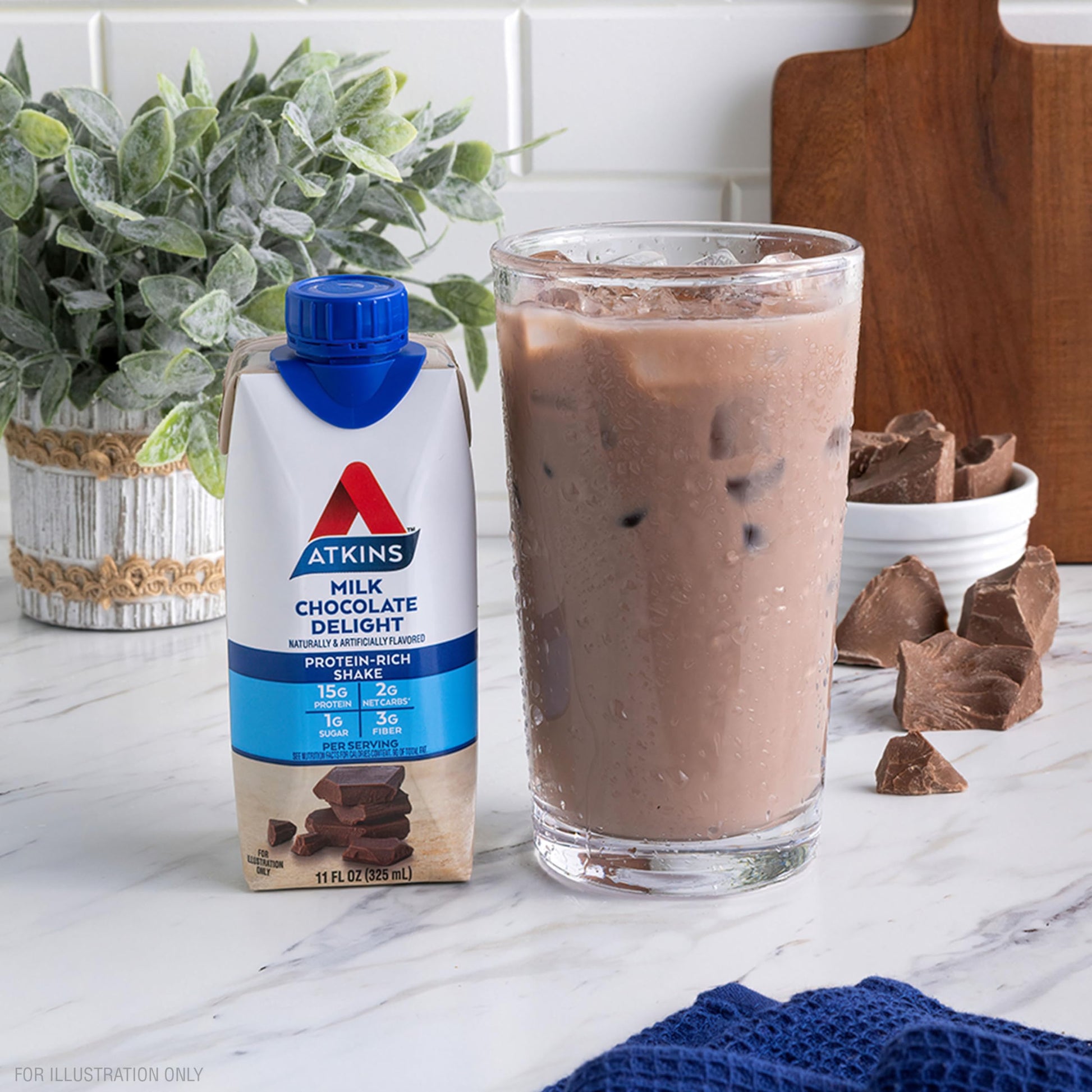Atkins Milk Chocolate Delight Protein Shake, 15g Protein, Low Glycemic, 2g Net Carb Atkins uk supplements