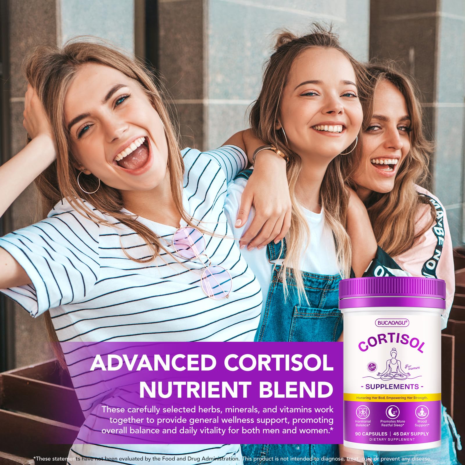 BUCAOAGU Cortisol Supplements for Women - Cortisol Reducer & Stress Support - Magnolia Bark, Rhodiola Rosea, Holy Basil, Magnesuim, Phosphatidylserine - Hormone Balance & Mood, Focus, Sleep Support BUCAOAGU uk supplements