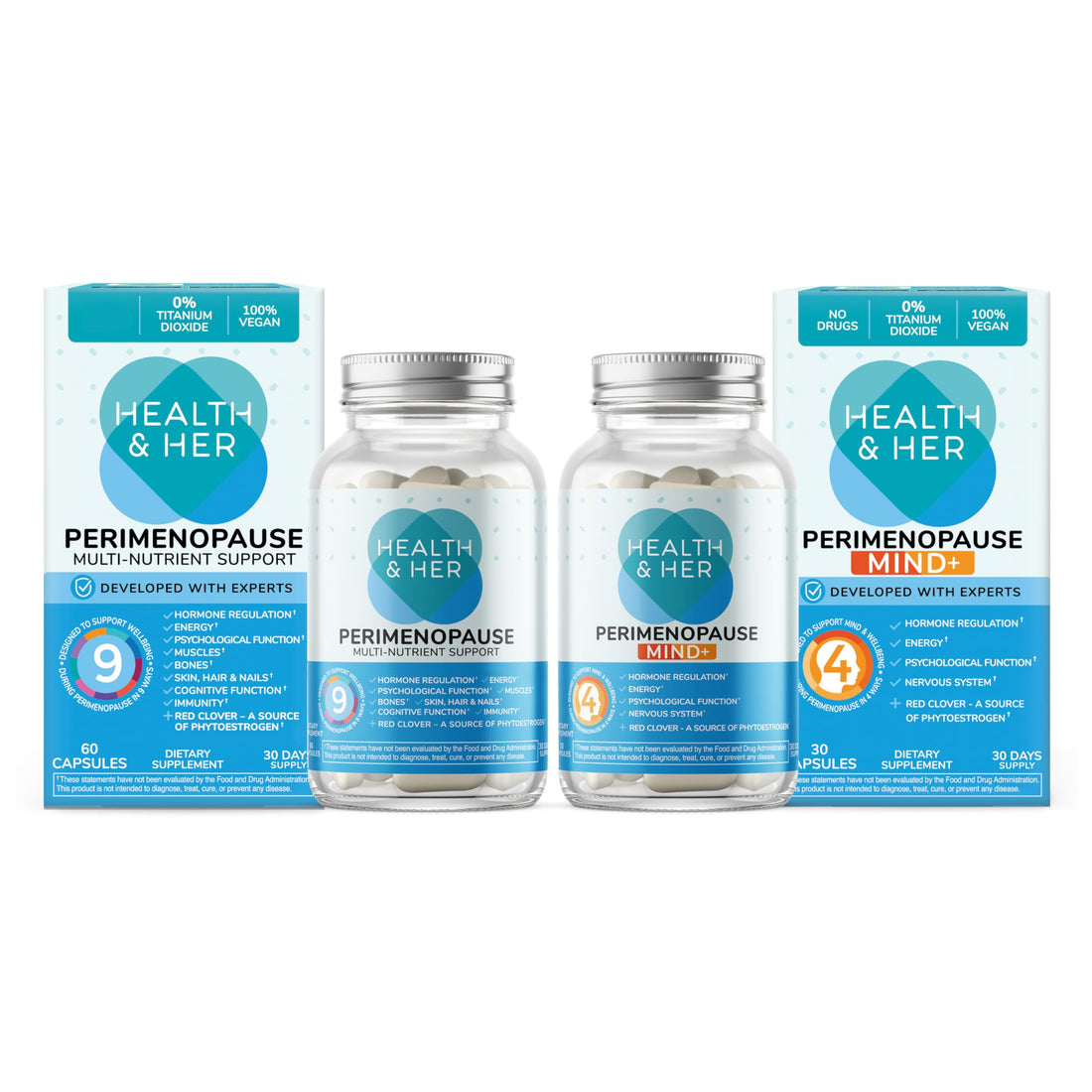 Health & Her Perimenopause & Mind+ - Multi-Nutrient and Cognitive Function Support Bundle (1-Month Supply) Health and Her uk supplements