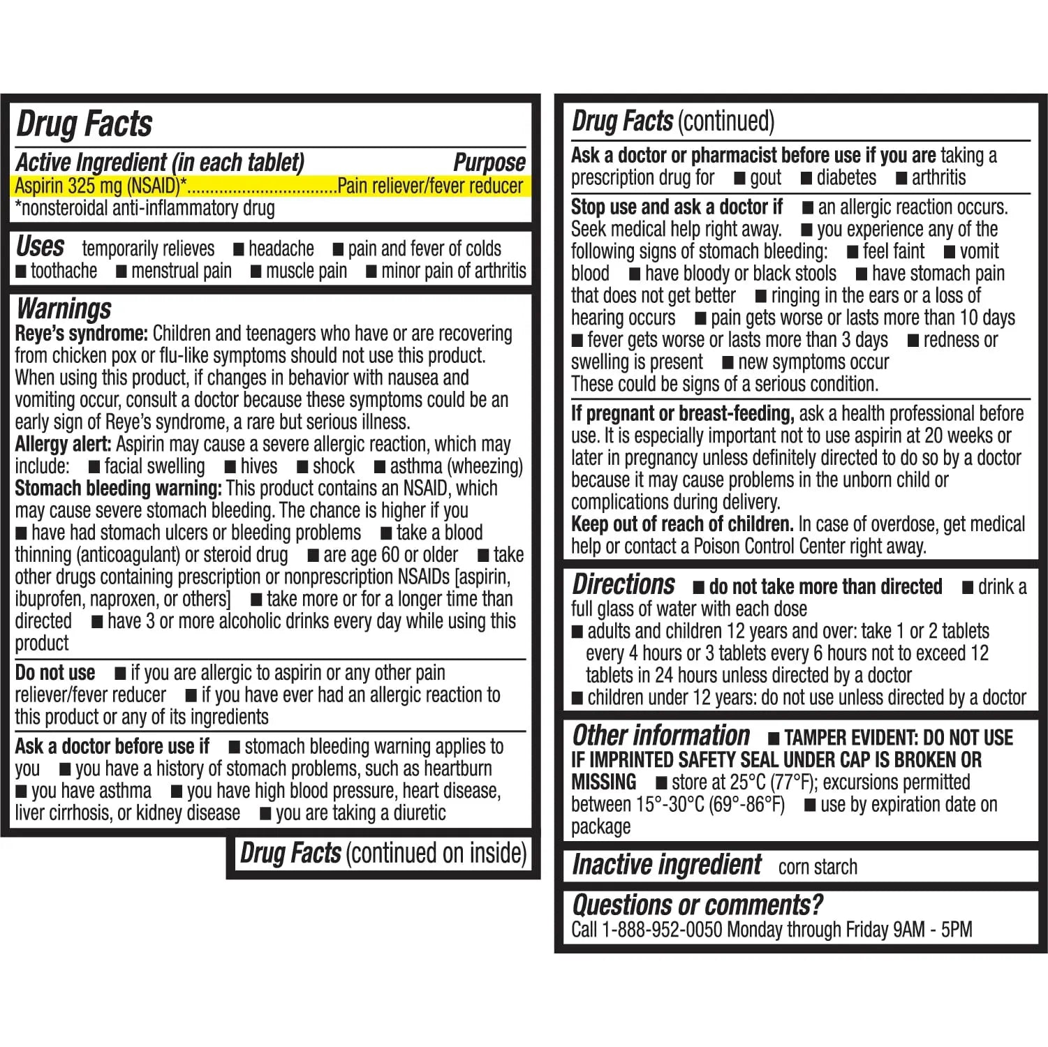 HealthA2Z® Aspirin 325mg | Uncoated Tablets |Original Strength | Pain Reliver | Fever Reducer | Compare to Bayer® Active Ingredients… (300 Counts) HealthA2Z uk supplements