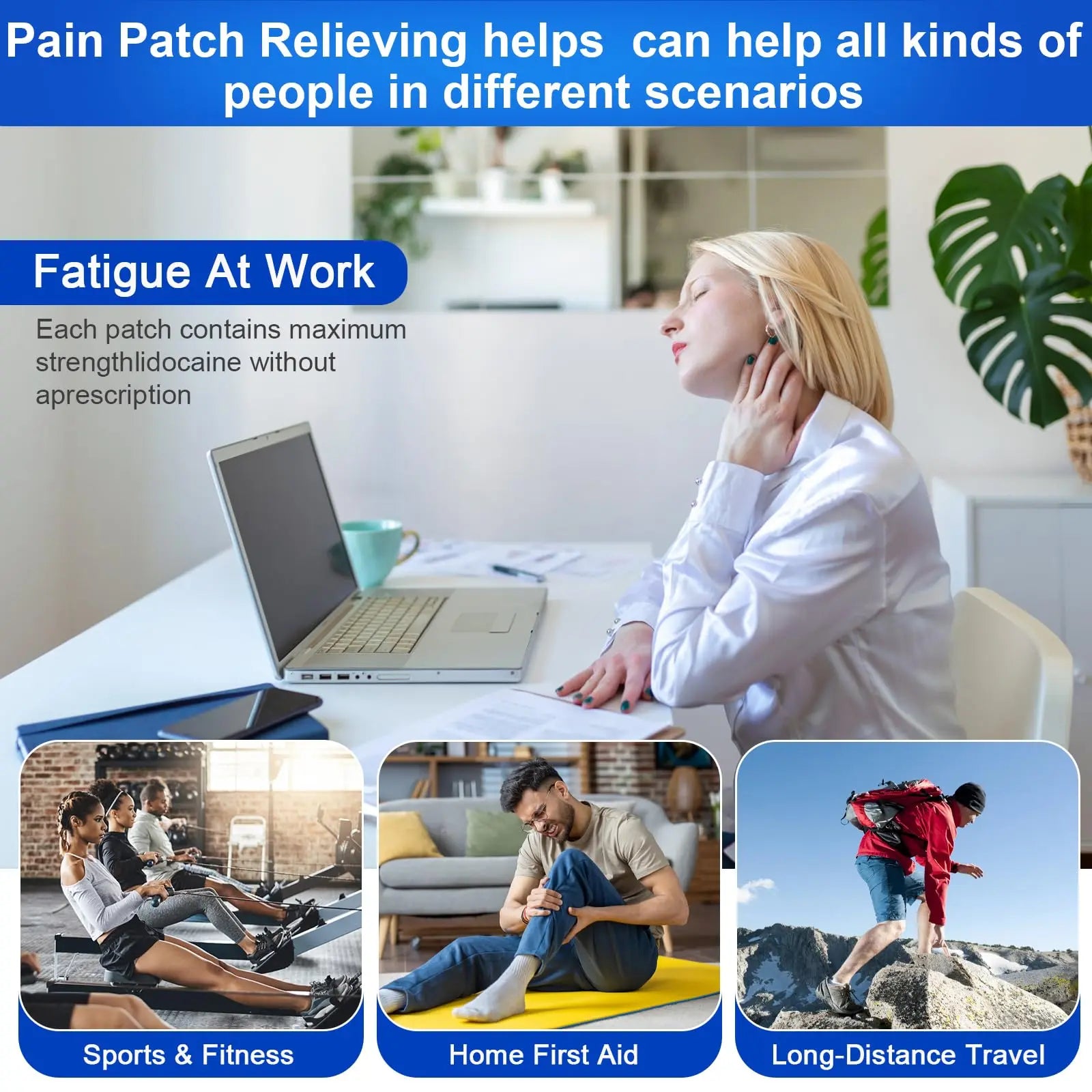 AROSLU Pain Relief Patches Lidocaine 4% ICY Patch Relieving Patch-12 Hour Acting Pain Patches-Muscle and Joint Pain Relief |Targets Neck,Back,Shoulders Pain relief-20patches AROSLU uk supplements