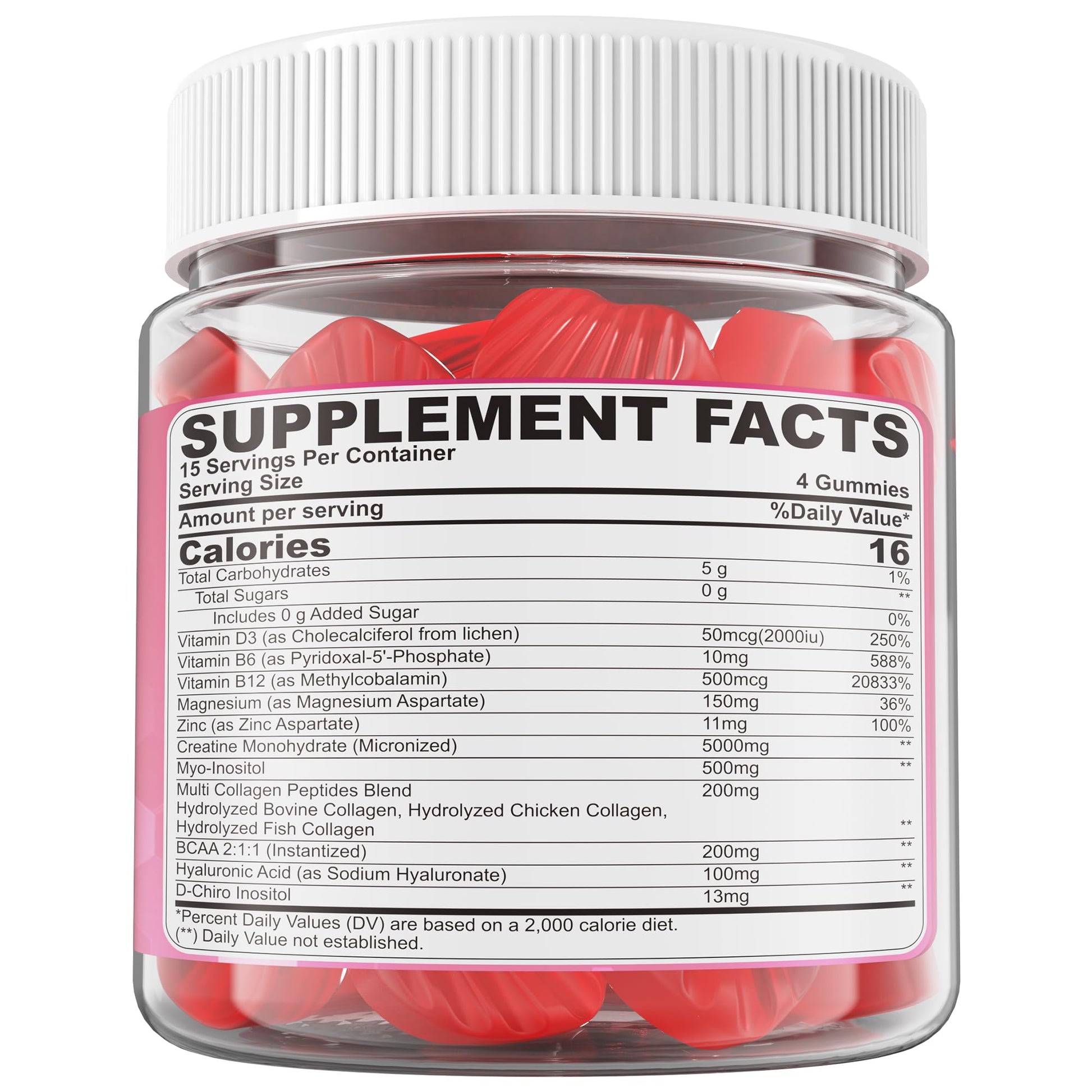 Creatine for Women Gummies, Micronized Creatine Monohydrate + Myo-Inositol, Collagen Peptides, BCAAs, Hyaluronic Acid, Vitamin B6 B12, Zinc for Enërgy, Föcus, Hörmonal Balance, Sugar Free, 120 Counts LILICARE uk supplements