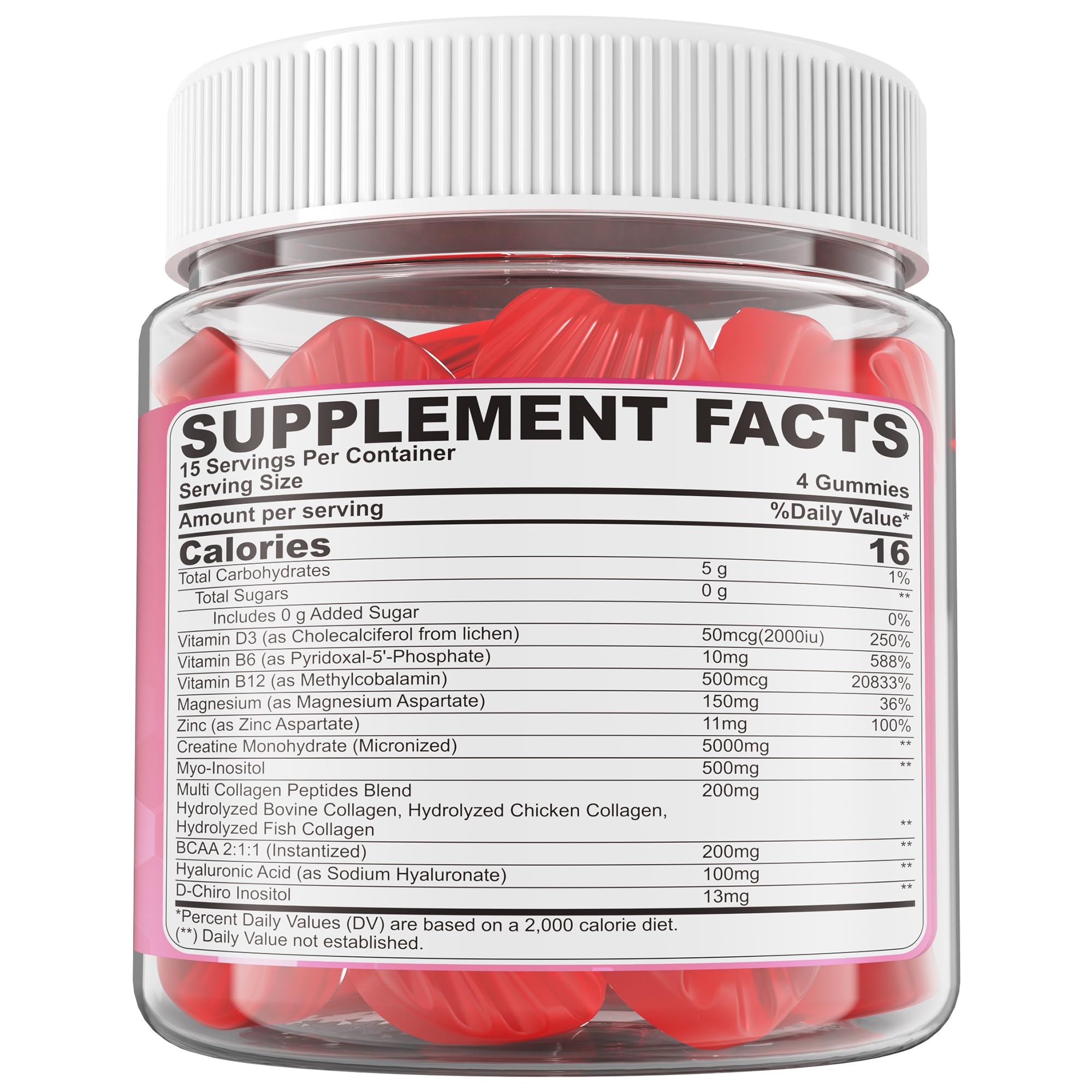 Creatine for Women Gummies, Micronized Creatine Monohydrate + Myo-Inositol, Collagen Peptides, BCAAs, Hyaluronic Acid, Vitamin B6 B12, Zinc for Enërgy, Föcus, Hörmonal Balance, Sugar Free, 120 Counts LILICARE uk supplements