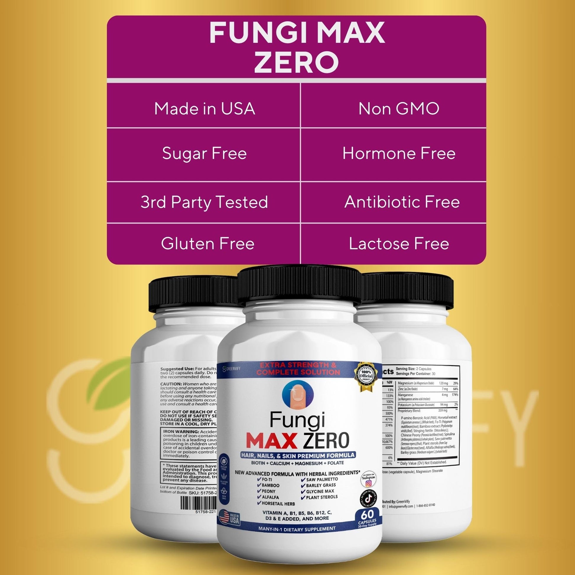 GREENVIFY Fungi Max Zero Hair, Nails & Skin Supplement. (1) GREENVIFY uk supplements