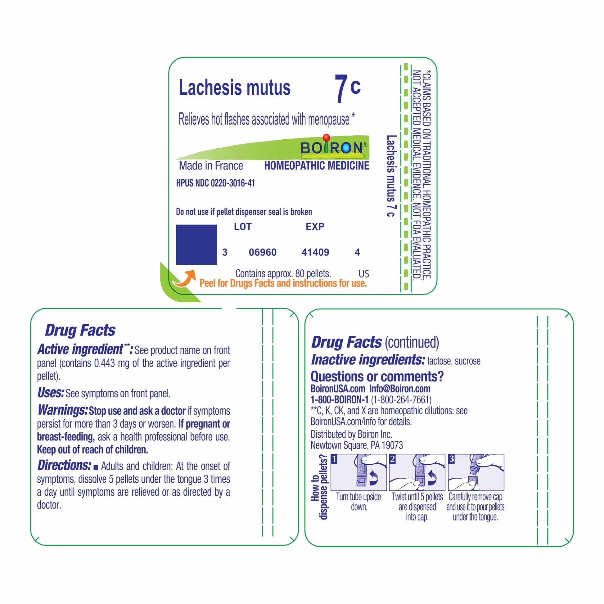 Boiron Lachesis Mutus 7C for Hot Flashes from Menopause - 80 Pellets Boiron uk supplements