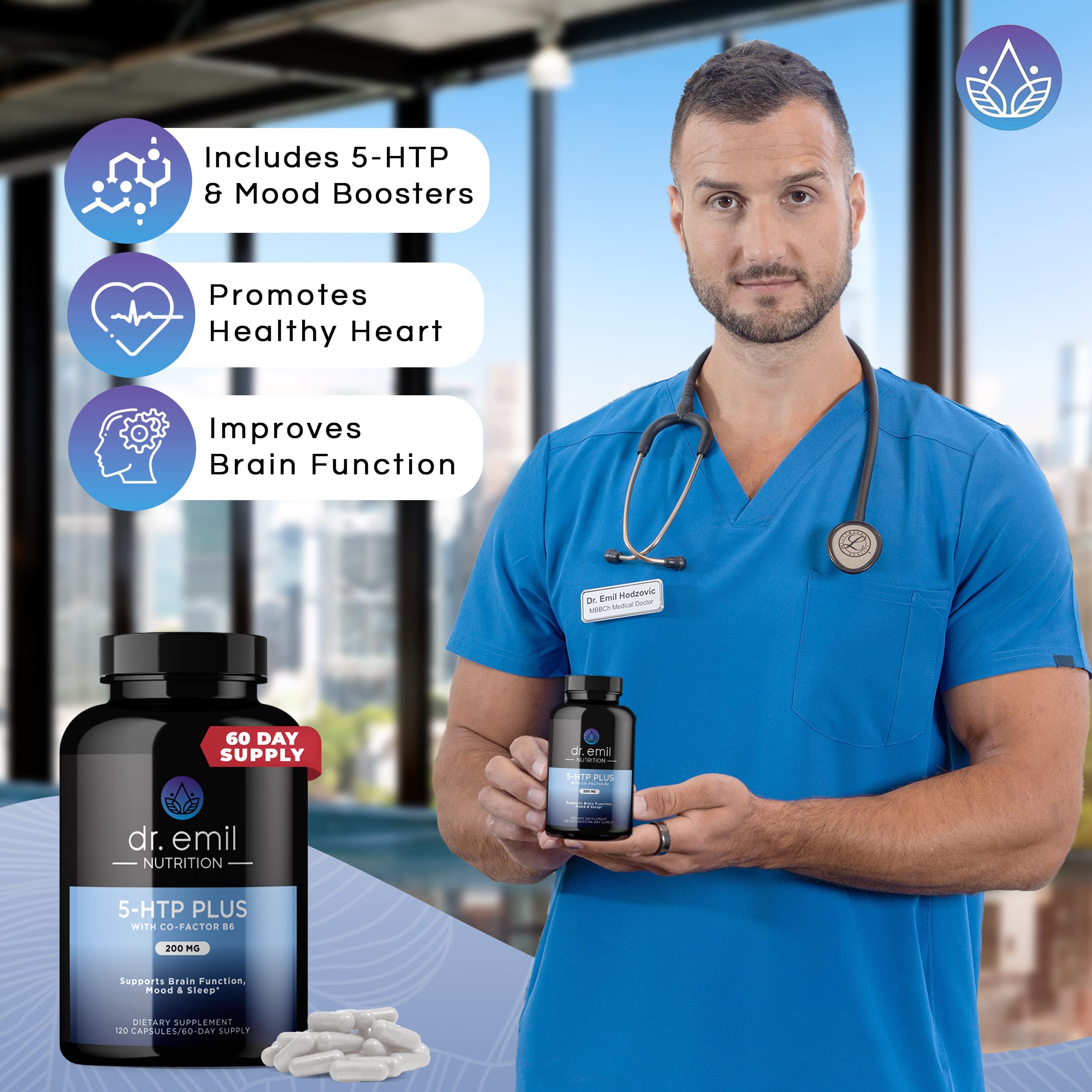 DR EMIL NUTRITION 200 MG 5-HTP Plus with SAM-e for Mood, Stress, and Sleep DR EMIL NUTRITION uk supplements
