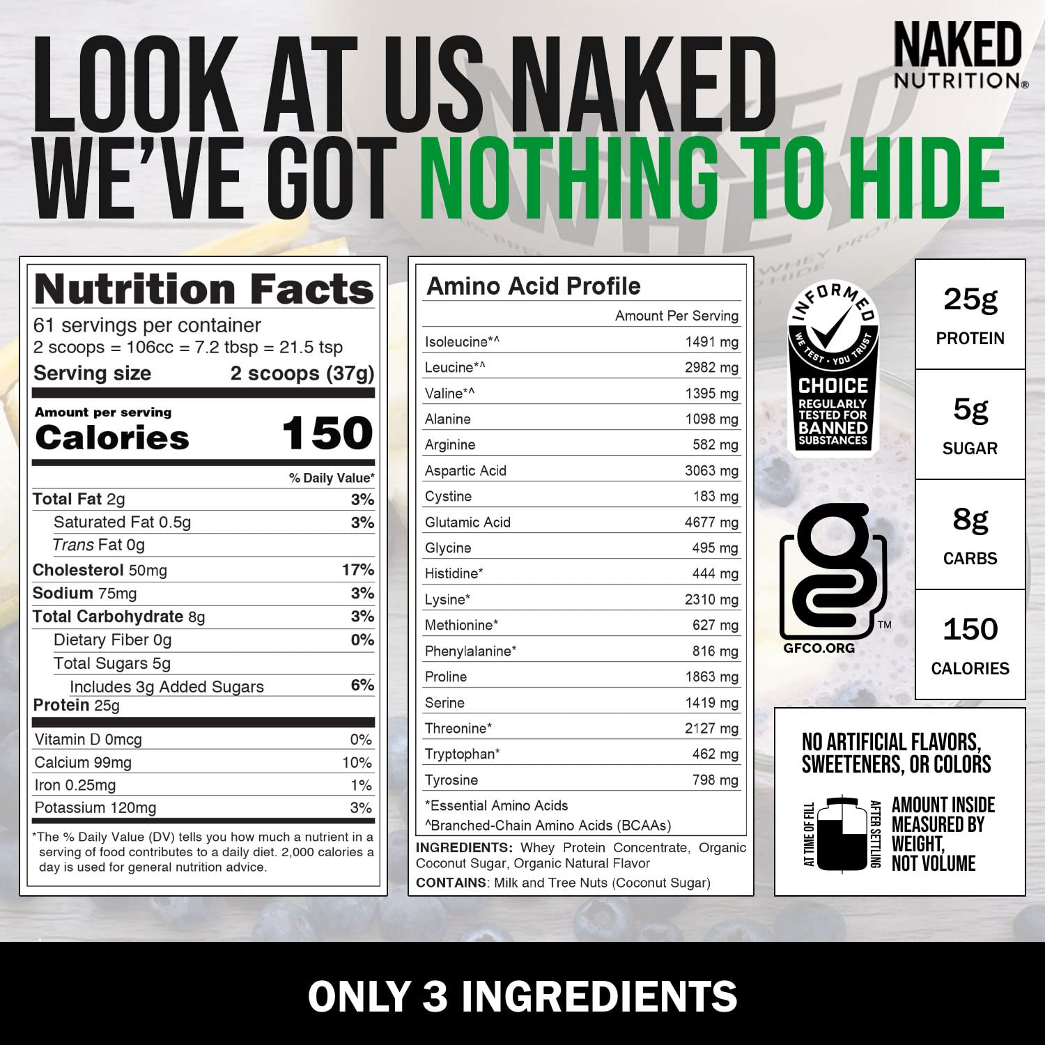 NAKED Nutrition Whey Vanilla Protein - All Natural Grass Fed Whey Protein Powder NAKED uk supplements