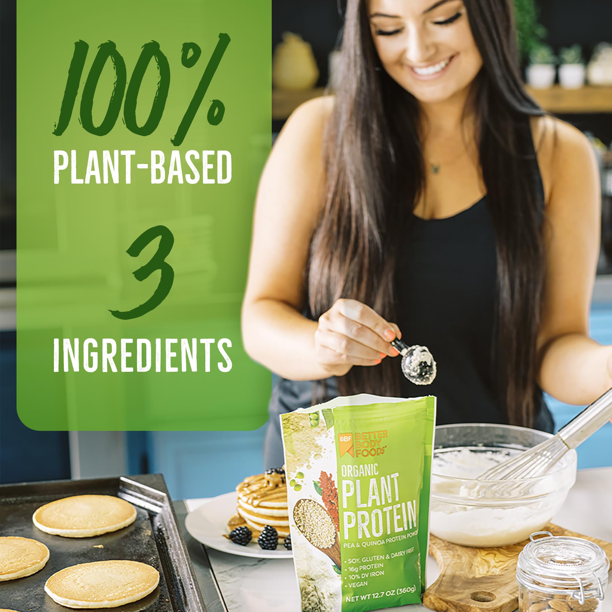 BetterBody Foods Organic Plant Based Protein Powder, 16g of Protein 24% DV, Vegan, Low Net Carbs, Gluten Free, Dairy Free, No Sugar Added, Soy Free, Non-GMO, 12.7 Ounces BetterBody Foods uk supplements