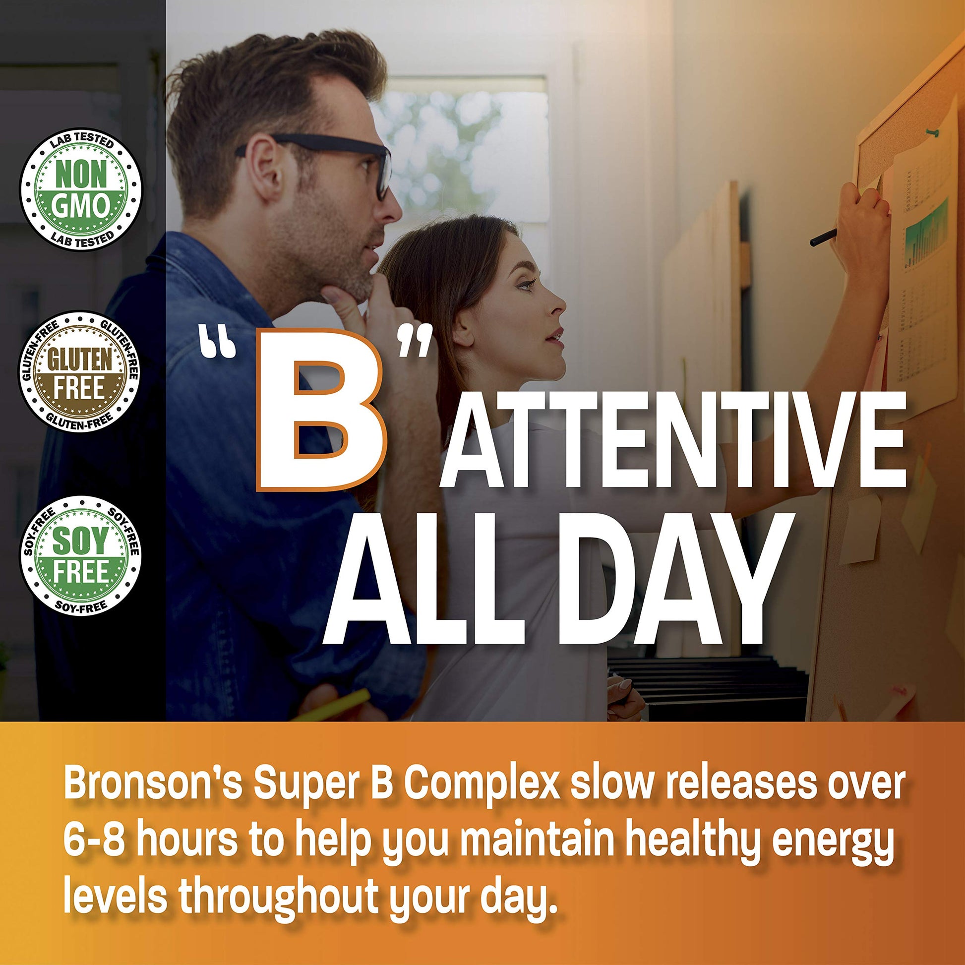 Bronson Super B Vitamin B Complex Sustained Slow Release Vitamin B1, B2, B3, B6, B9 Bronson uk supplements