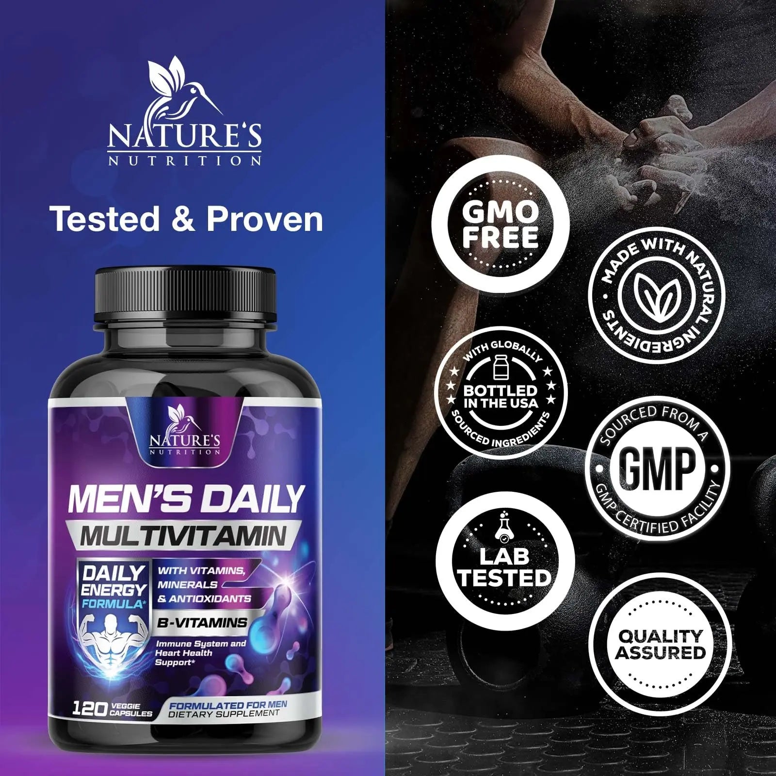 Multivitamin for Men - Advanced Supplement with Full-Spectrum Formula, Essential Vitamins A, C, D, E, & Zinc - High Potency B Vitamins Multi Nature's Nutrition uk supplements