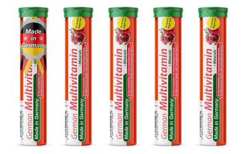 T&D German Multvitamin + Minerals 10 Vitamins 2 Minerals - 100 Vegan Drink Effervescent Tablets - Pomegranate Flavor T&D uk supplements