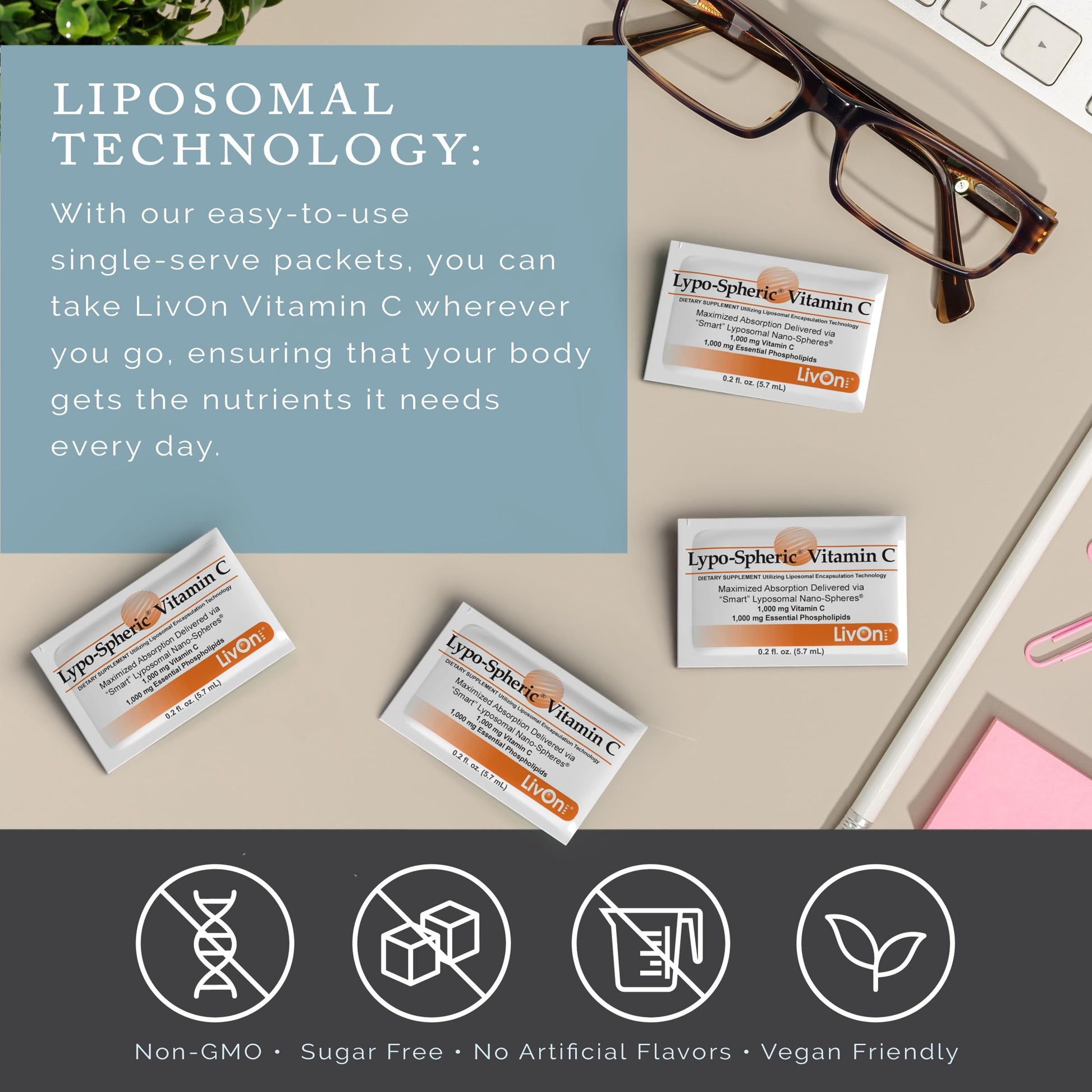 LivOn Laboratories Lypo–Spheric Vitamin C – 6 Cartons (180 Packets) – 1,000 mg Vitamin C & 1,000 mg Essential Phospholipids Per Packet – Liposome Encapsulated for Improved Absorption – 100% Non–GMO LivOn Laboratories uk supplements