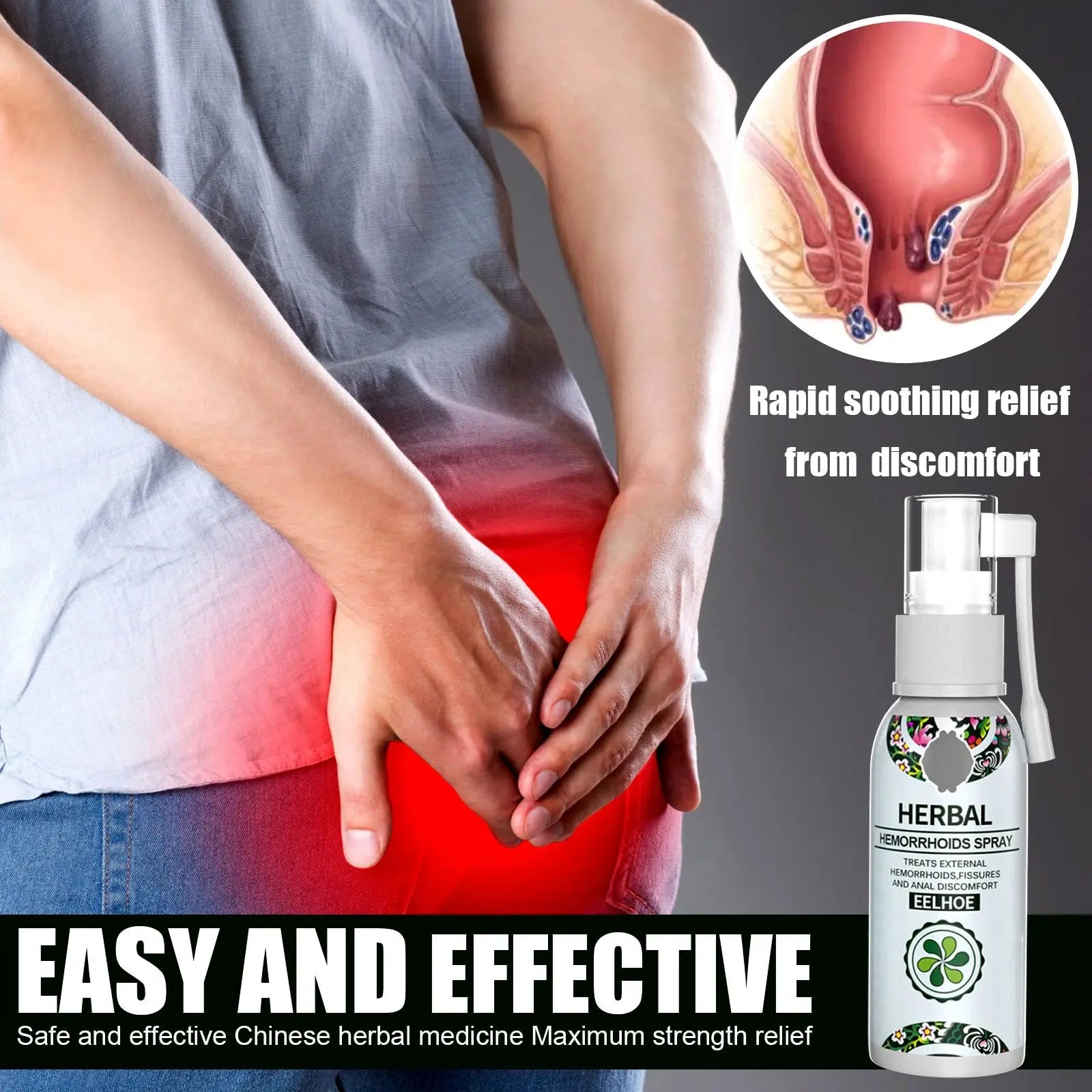 Juztec Hemorrhoid Treatment - Fast Relief with Hemocare Herbal Hemorrhoids Spray & Analese Numb Cream (1 PCS) Juztec uk supplements