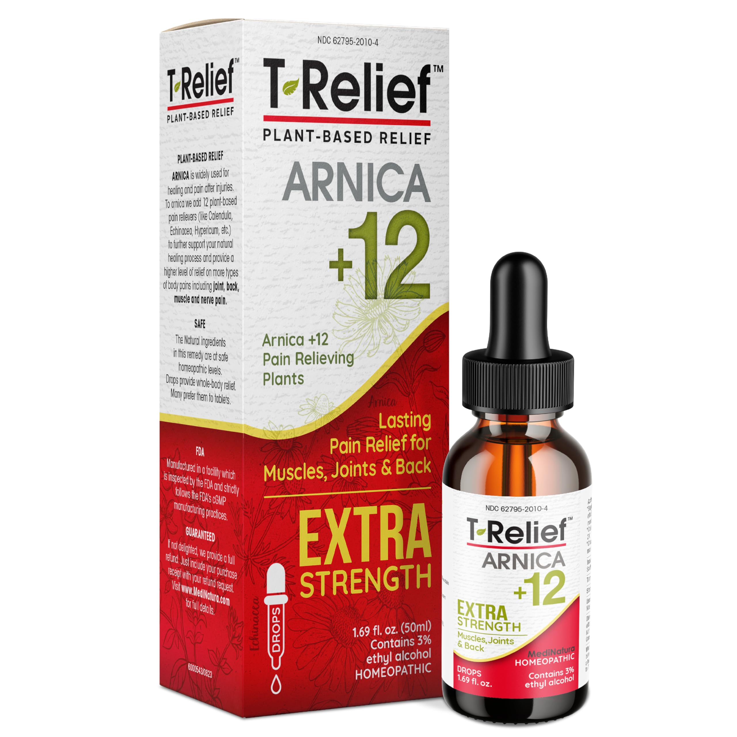 MediNatura T-Relief Extra Strength Oral Drops Arnica +12 Fast-Acting Natural Relieving Actives for Back Neck Joint Muscle Hand & Foot Aches Pains & Soreness - 1.69 oz MediNatura uk supplements