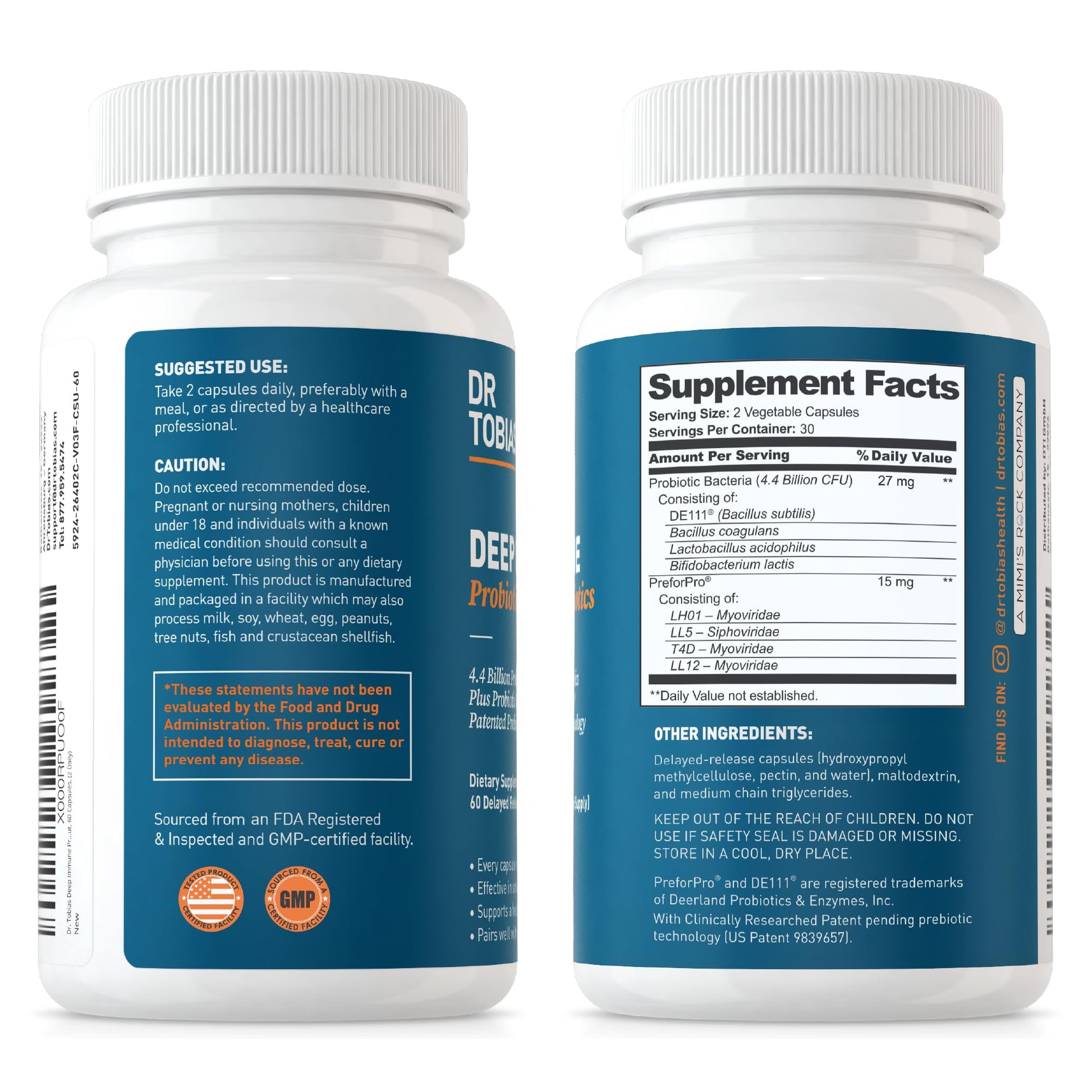 Dr. Tobias Deep Immune Probiotics & Prebiotics, 4.4 Billion CFU Probiotics for Women Dr. Tobias uk supplements
