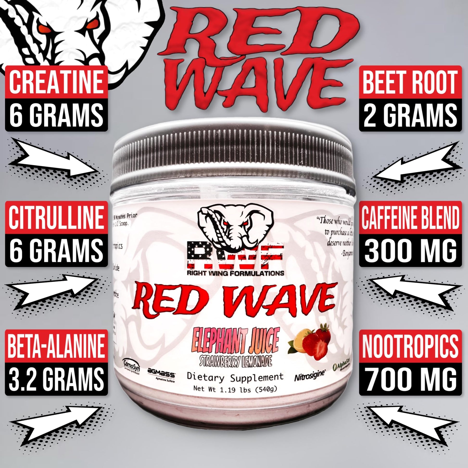 Red Wave Pre Workout Powder With Creatine, Perfect For Men And Women Right Wing Formulations uk supplements